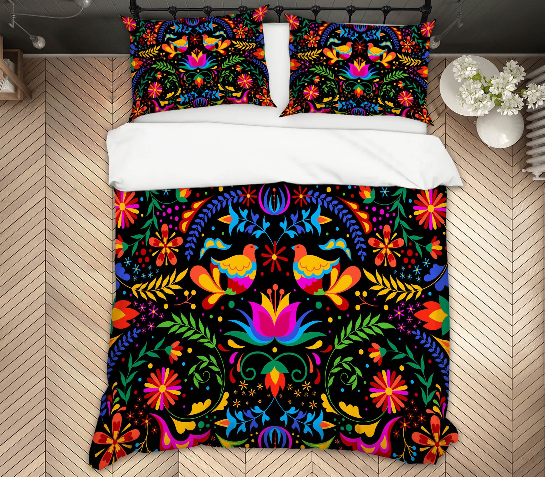 3D Color Bird Flowers 60188 Bed Pillowcases Quilt