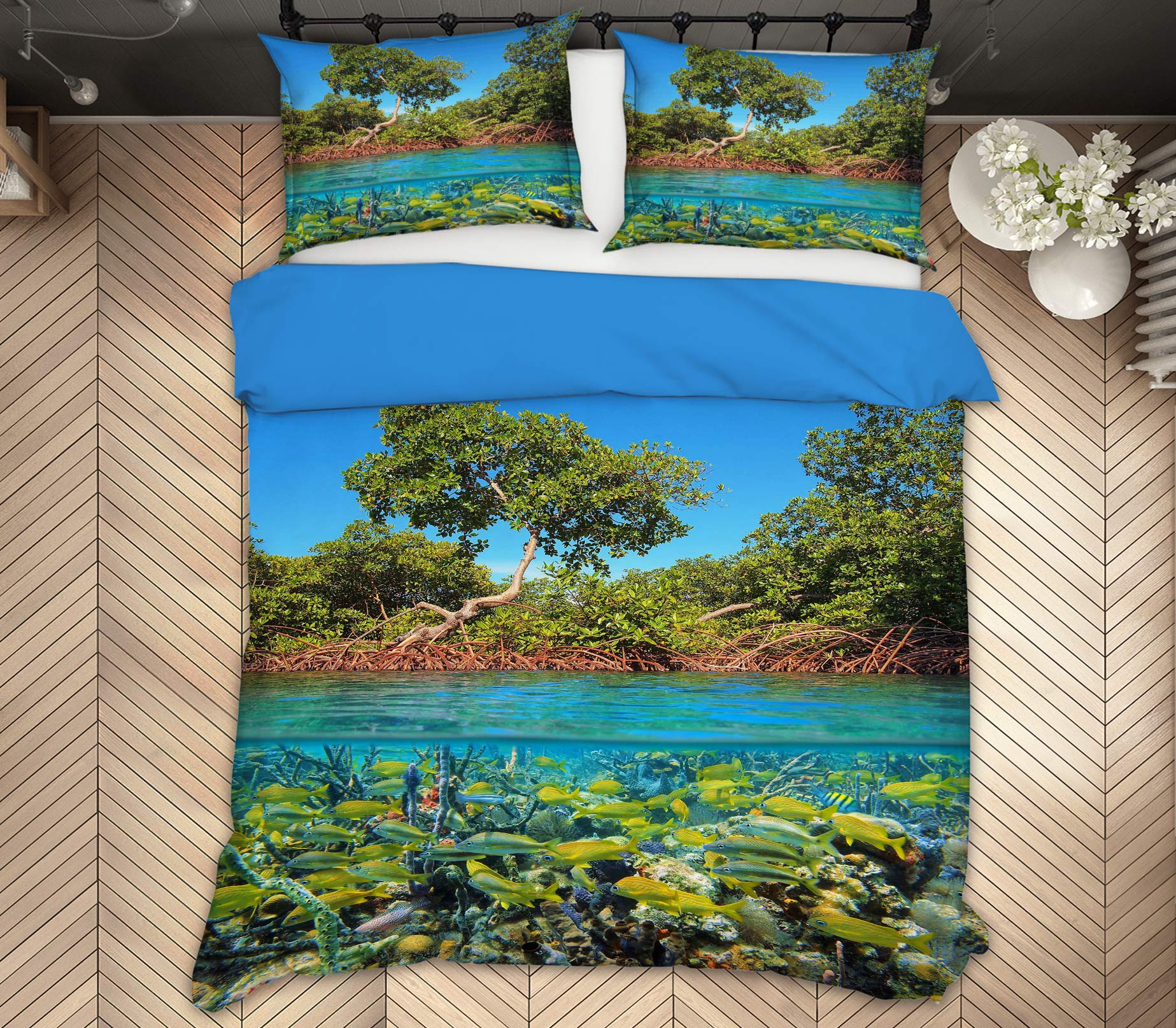 3D River Tree 15141 Bed Pillowcases Quilt
