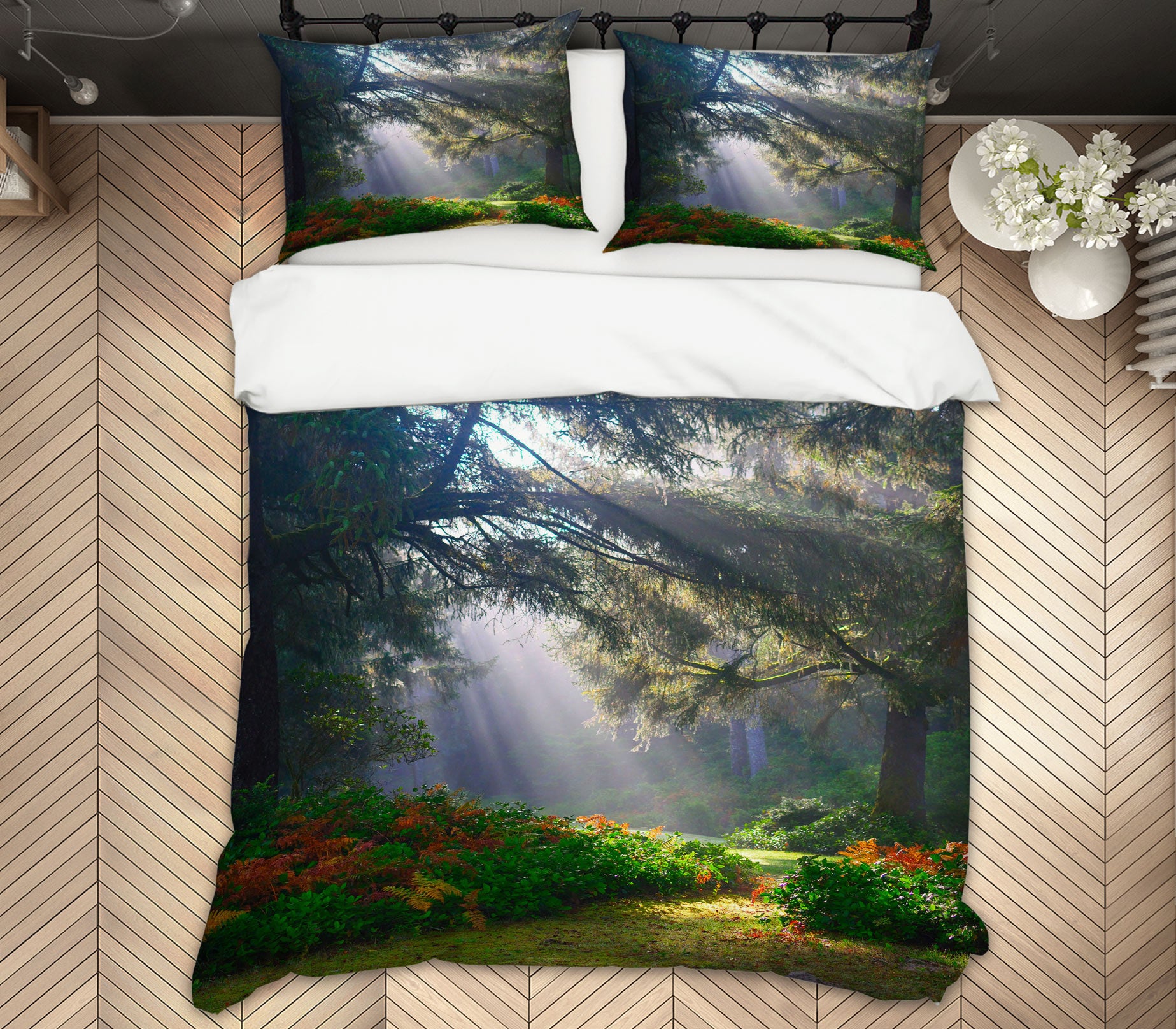 3D Trees Sunlight 13002 Bed Pillowcases Quilt