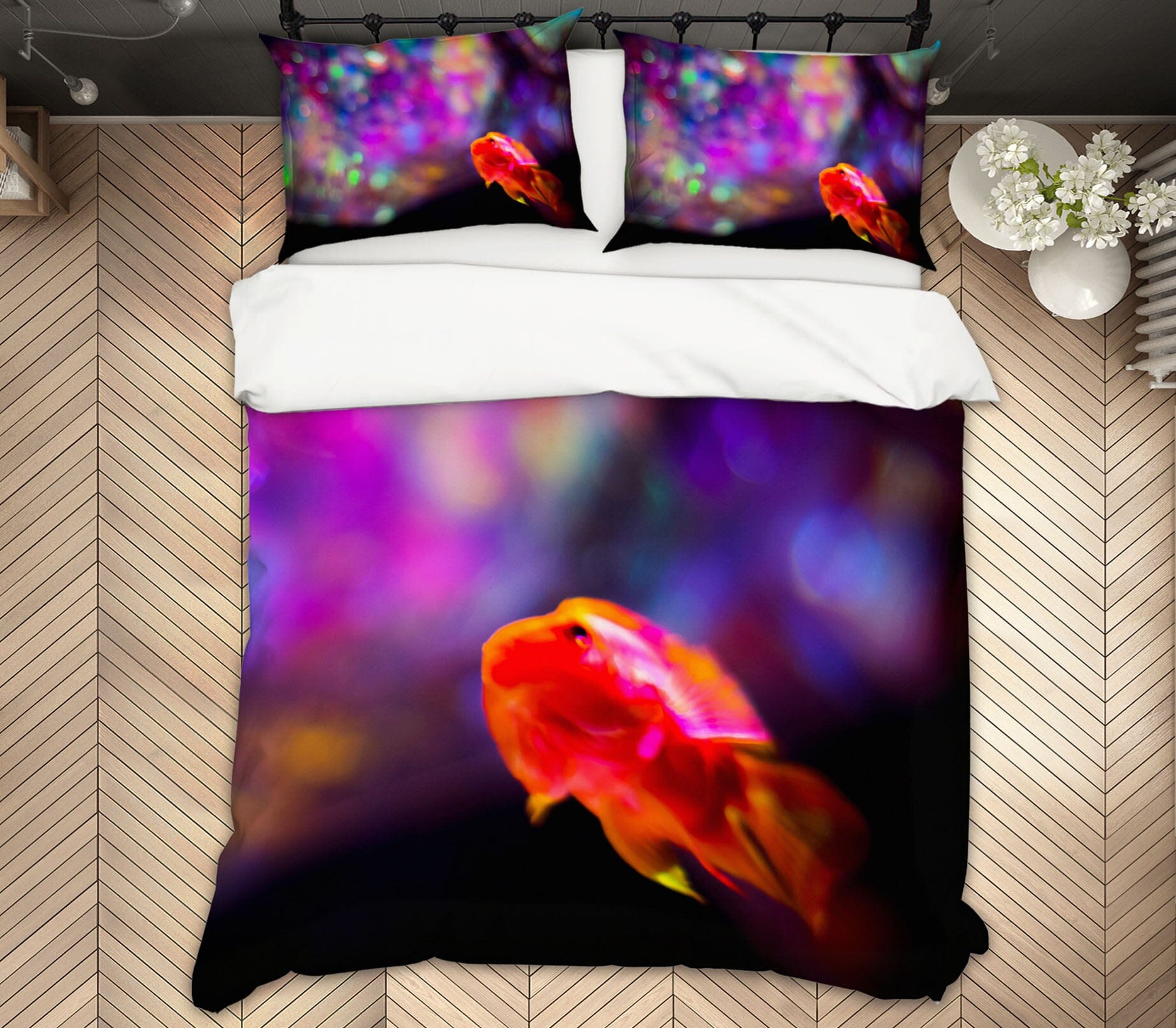 3D Goldfish Colored Lights 20118 Noirblanc777 Bedding Bed Pillowcases Quilt Quiet Covers AJ Creativity Home 