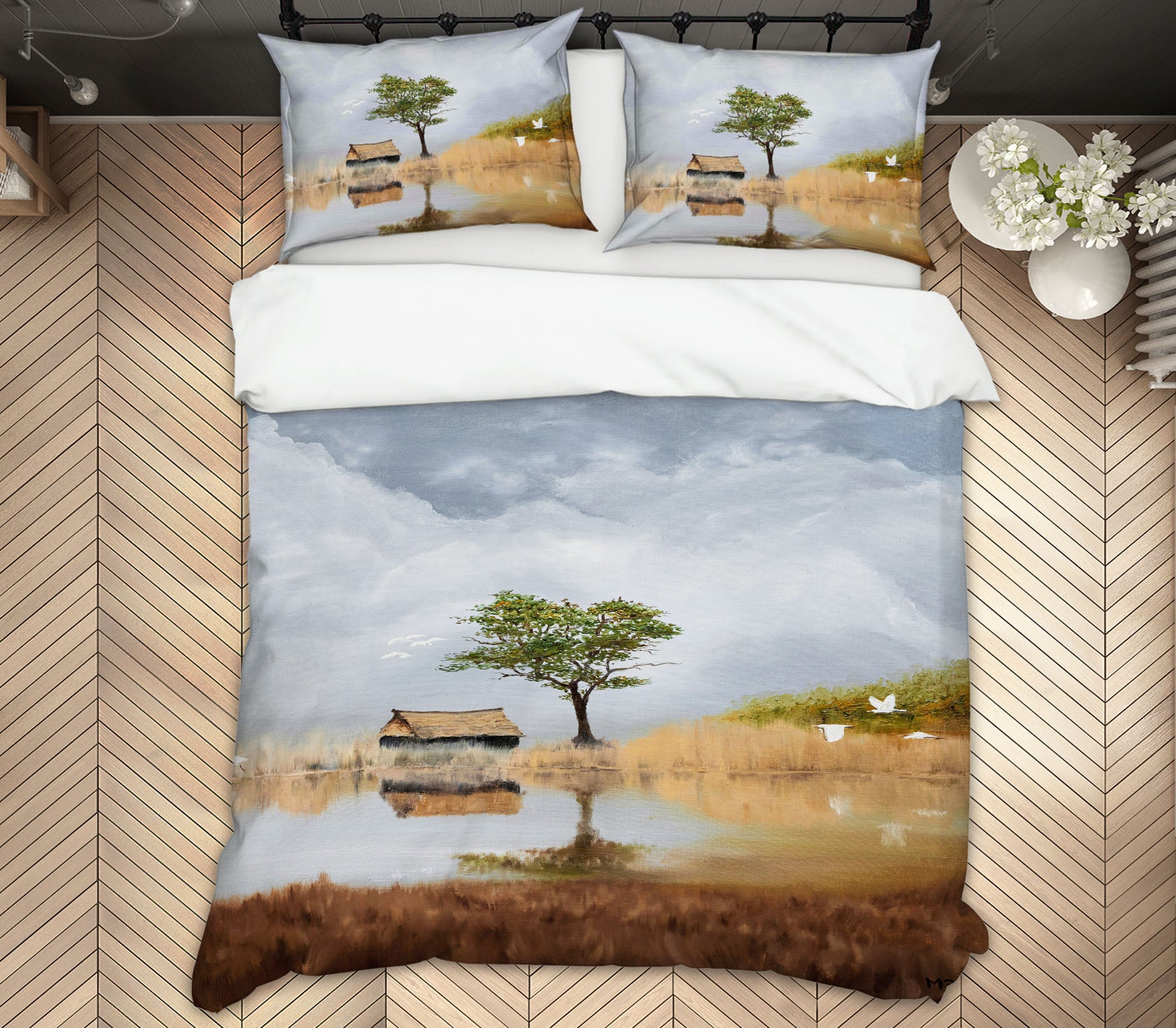 3D Grass Tree Cabin 1772 Marina Zotova Bedding Bed Pillowcases Quilt