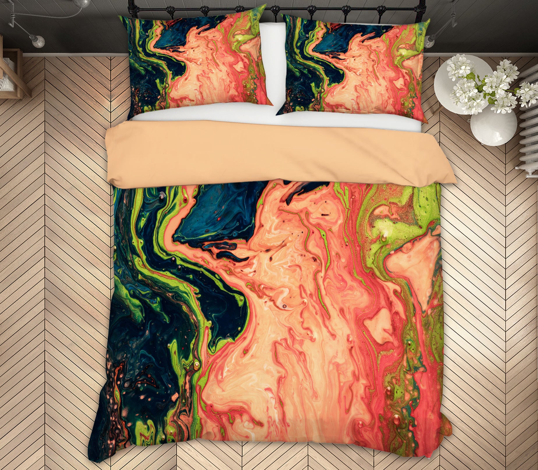 3D Pink Green Texture 59190 Bed Pillowcases Quilt