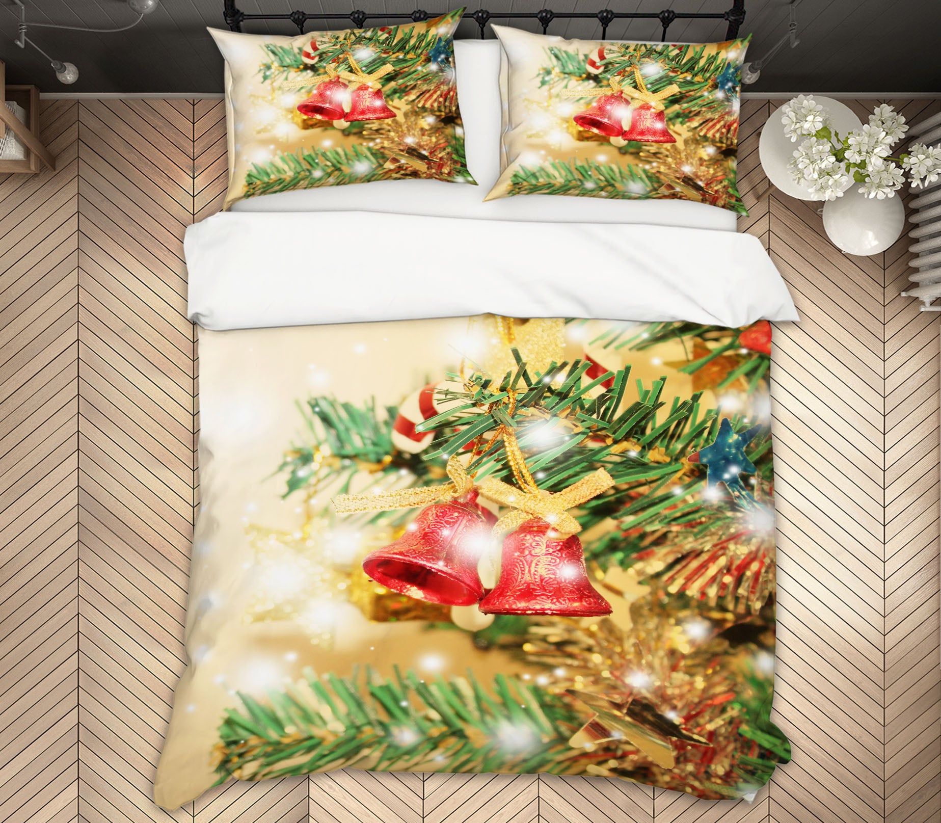 3D Branches Bells 51094 Christmas Quilt Duvet Cover Xmas Bed Pillowcases