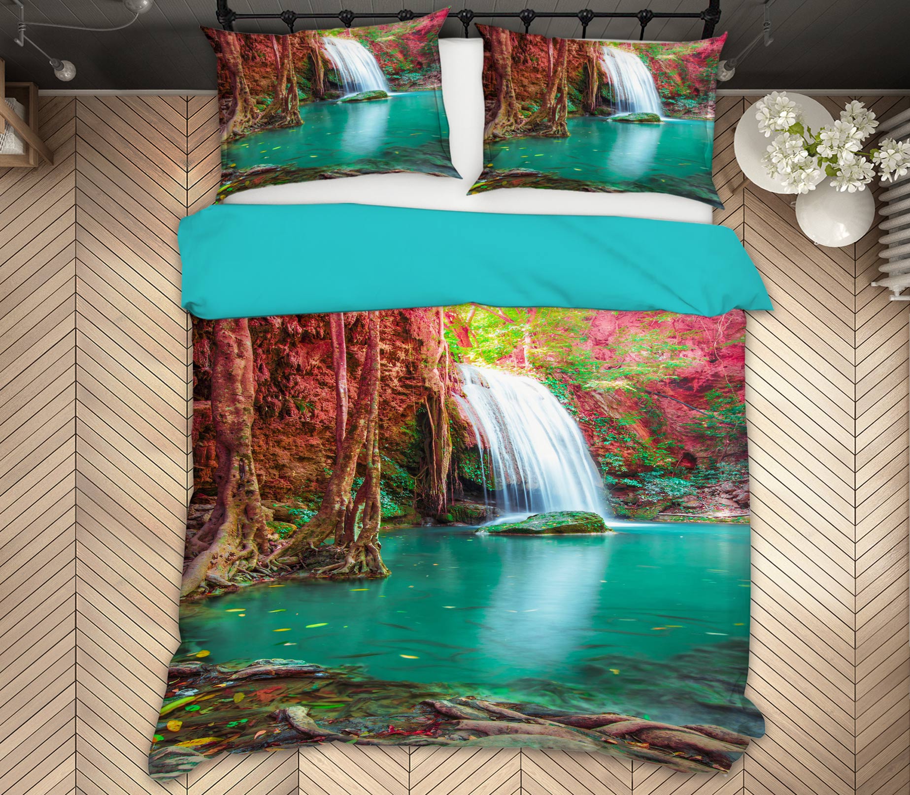 3D River Waterfall 15168 Bed Pillowcases Quilt