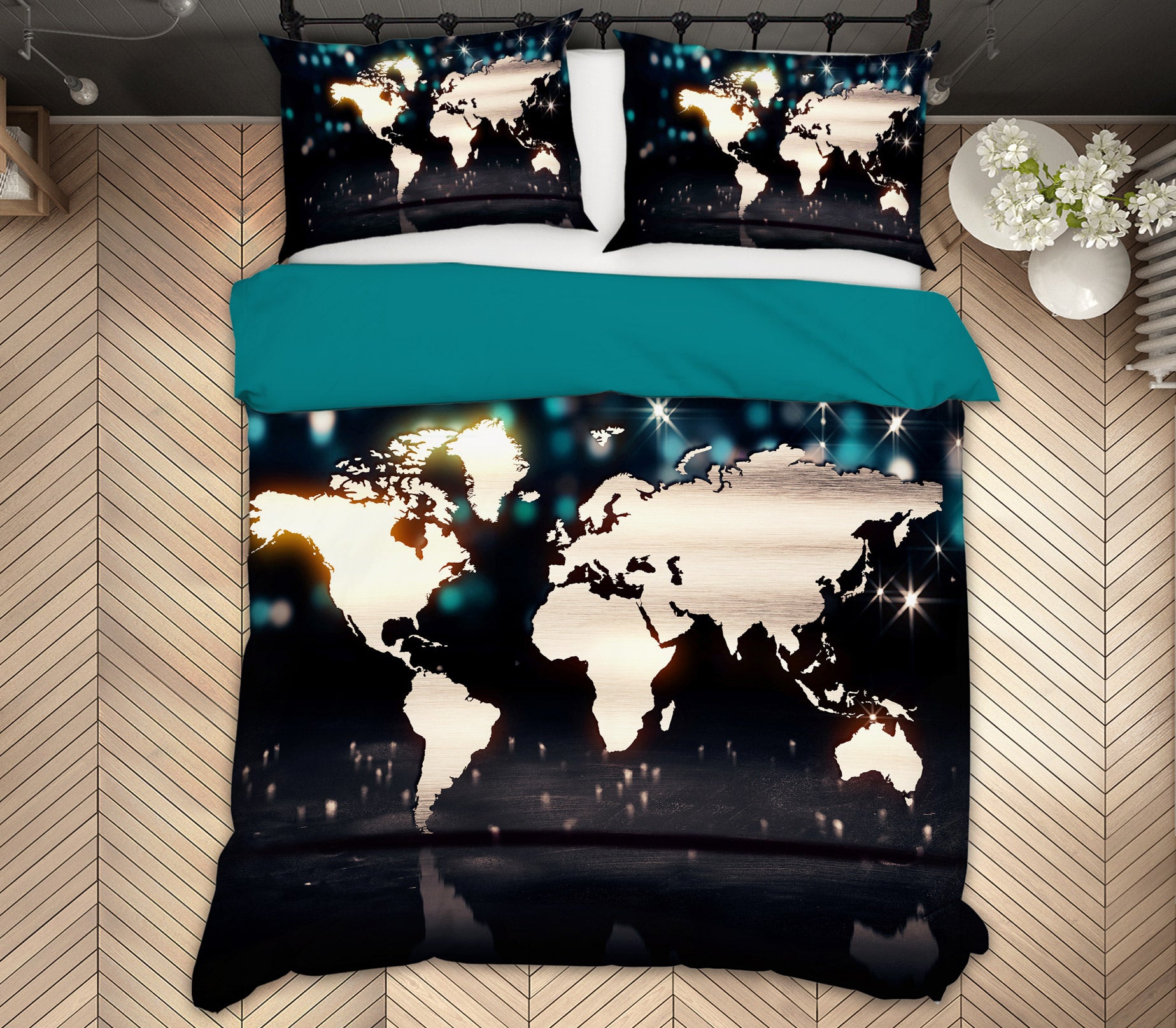 3D Map 13182 Bed Pillowcases Quilt