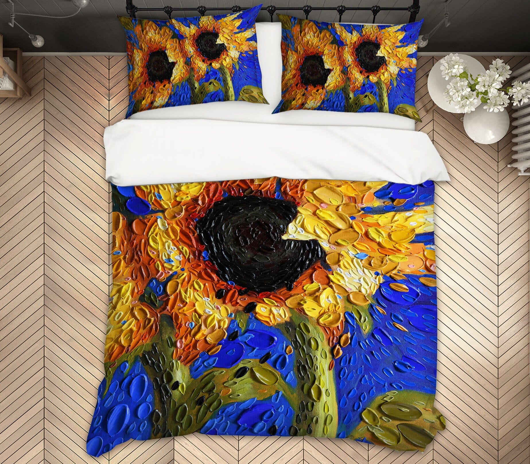 3D Sunflowers 2102 Dena Tollefson bedding Bed Pillowcases Quilt Quiet Covers AJ Creativity Home 