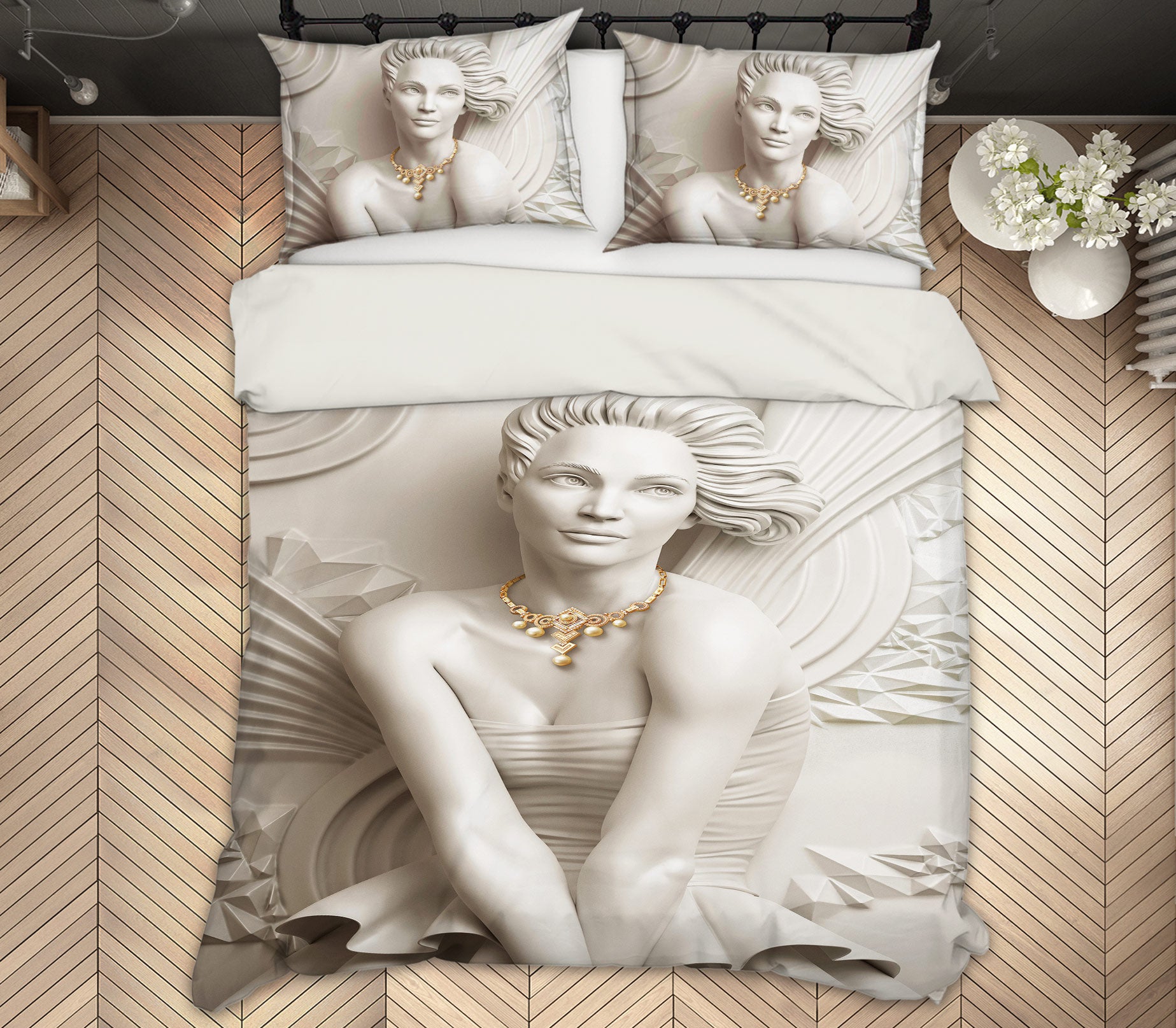 3D Portrait Carving 13005 Bed Pillowcases Quilt