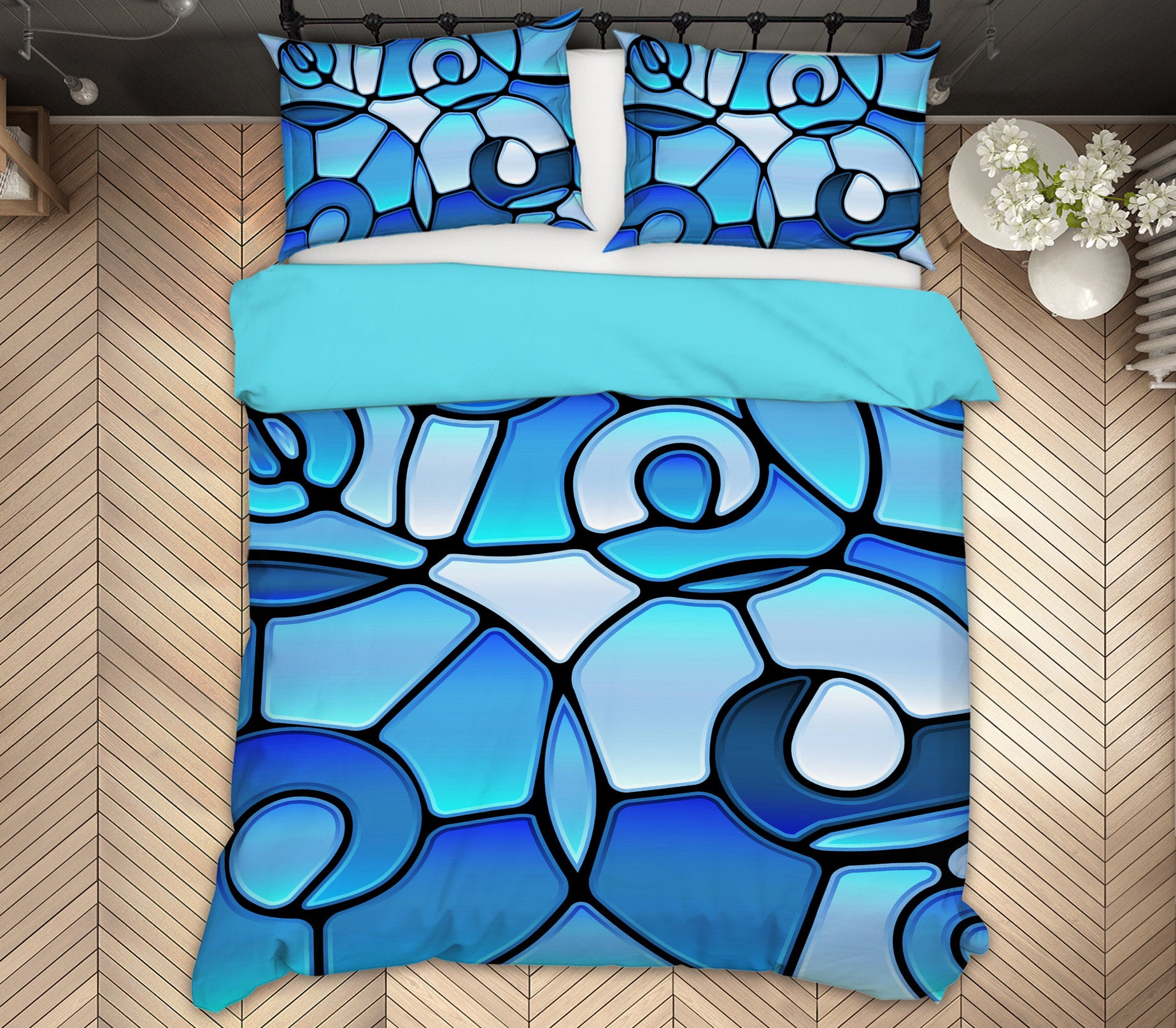 3D Blue Tiles 14022 Bed Pillowcases Quilt