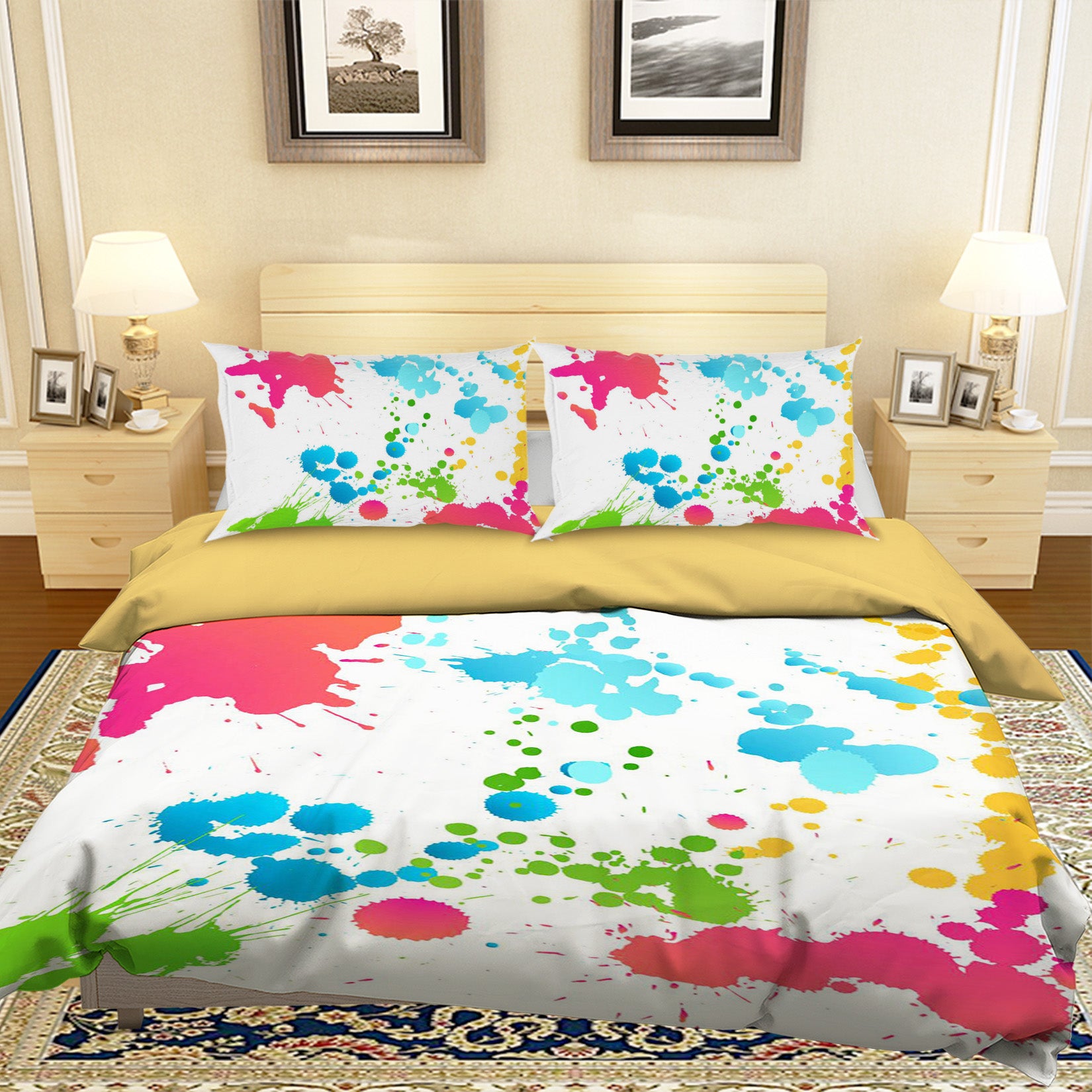 3D Color Abstraction 091 Bed Pillowcases Quilt