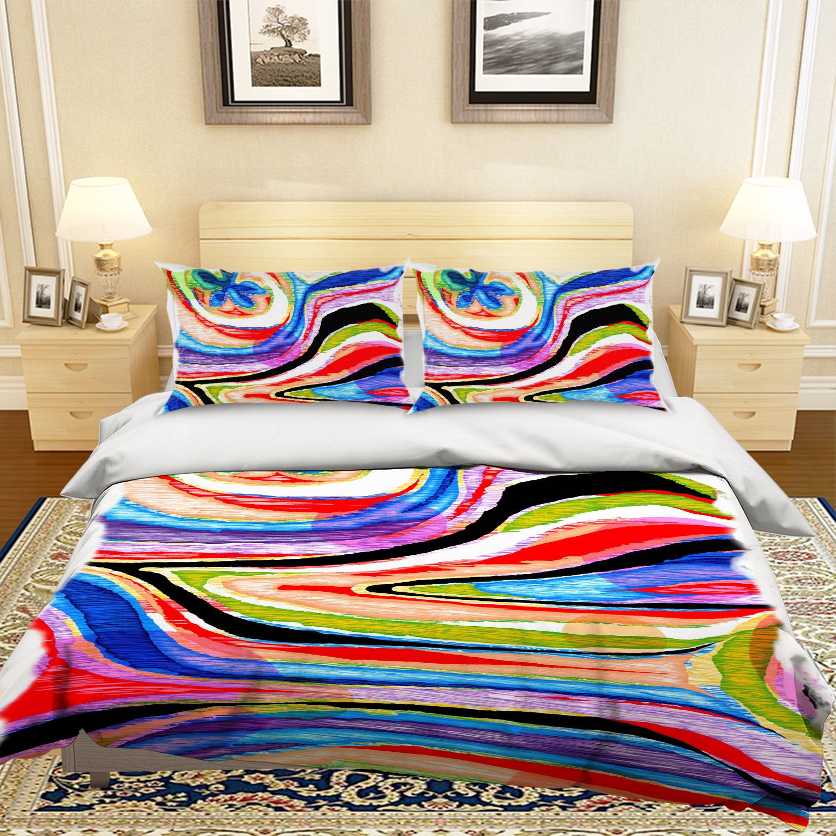3D Color Pattern 074 Bed Pillowcases Quilt
