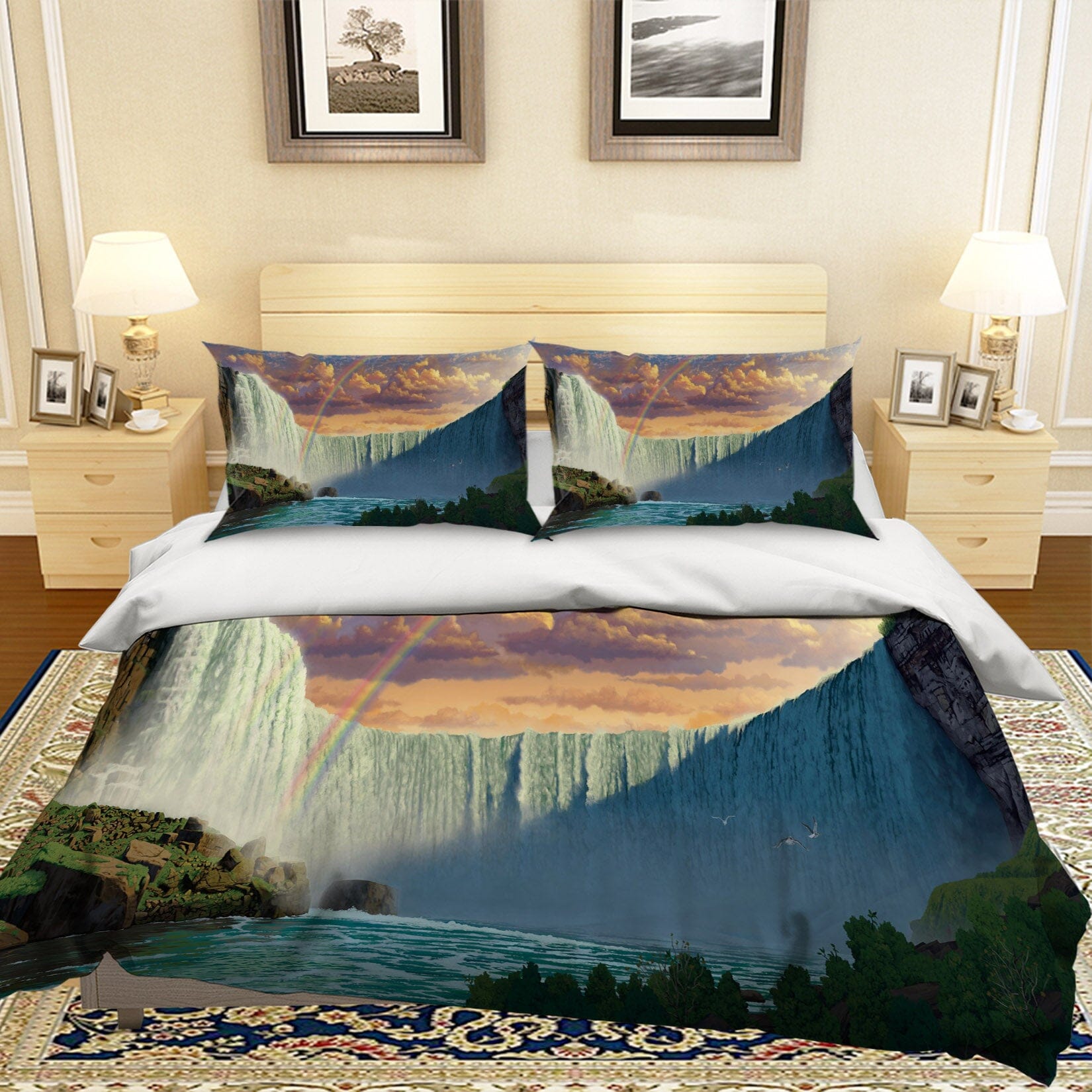 3D Niagara Falls 063 Bed Pillowcases Quilt Exclusive Designer Vincent Quiet Covers AJ Creativity Home 
