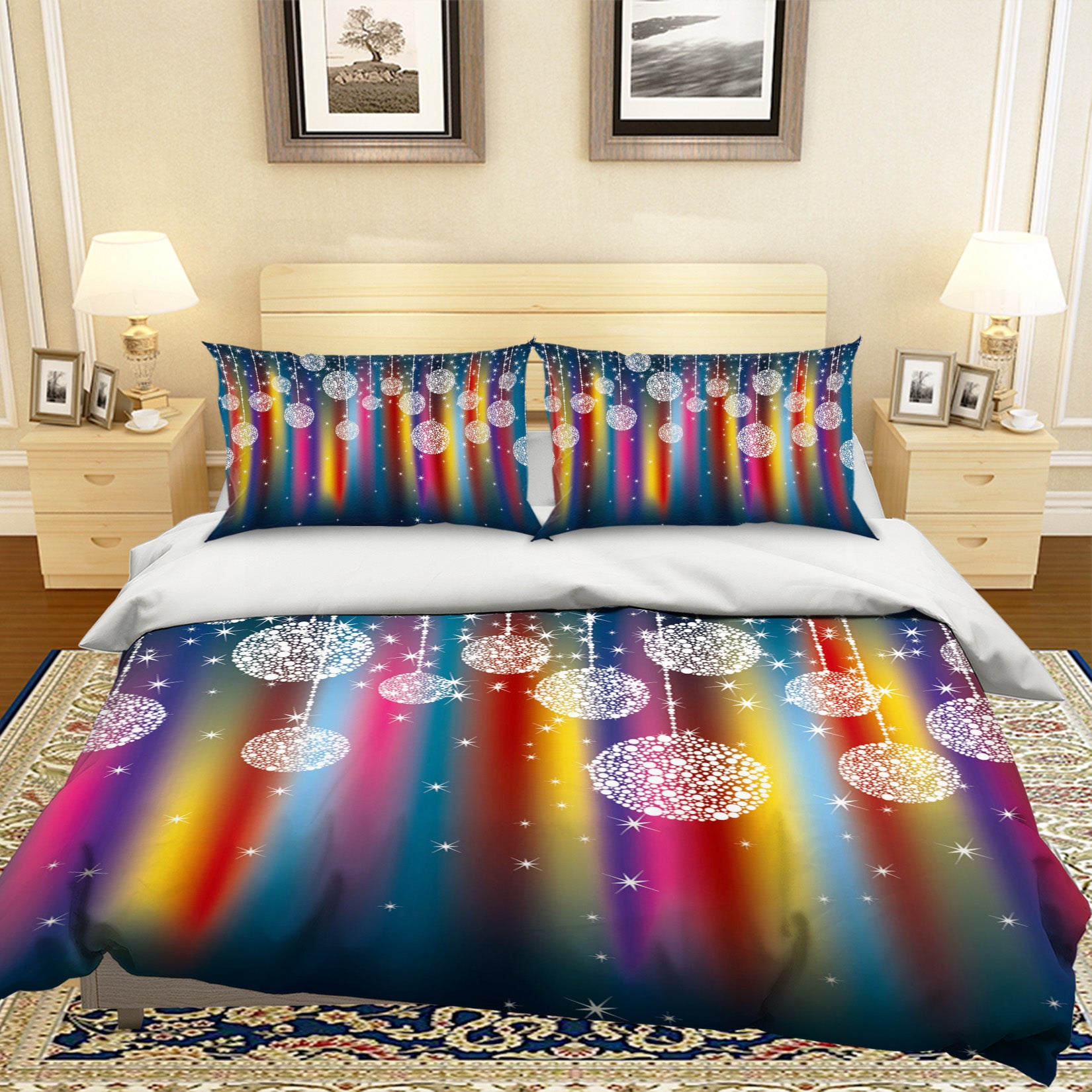 3D Color Vertical Stripes 45035 Christmas Quilt Duvet Cover Xmas Bed Pillowcases