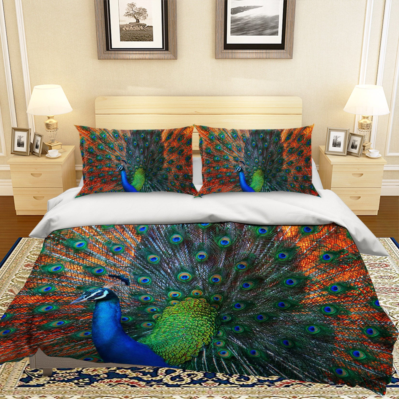 3D Orange Peacock 099 Bed Pillowcases Quilt