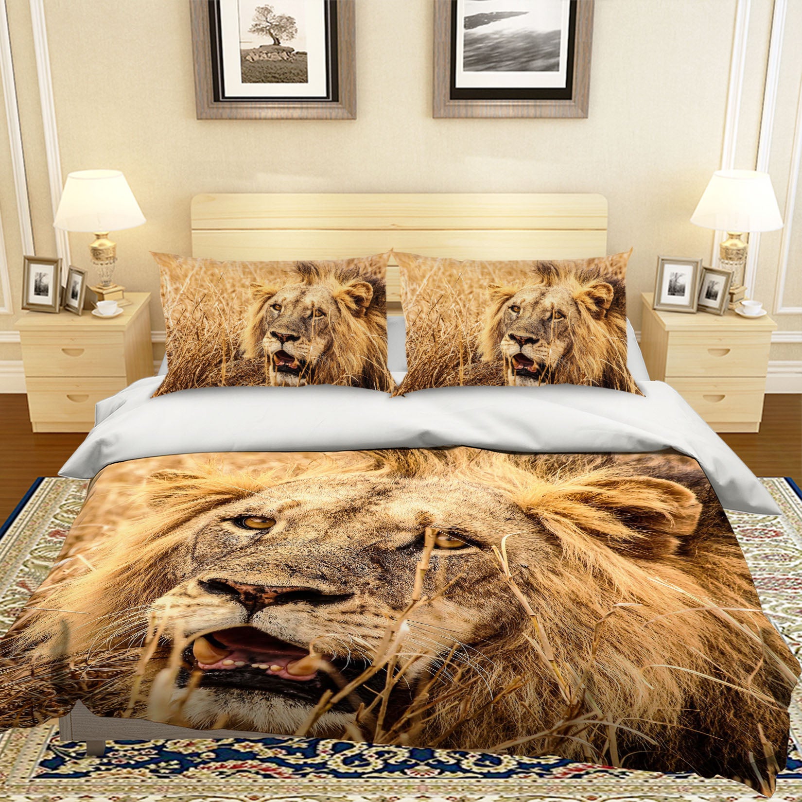 3D Mighty Lion 013 Bed Pillowcases Quilt