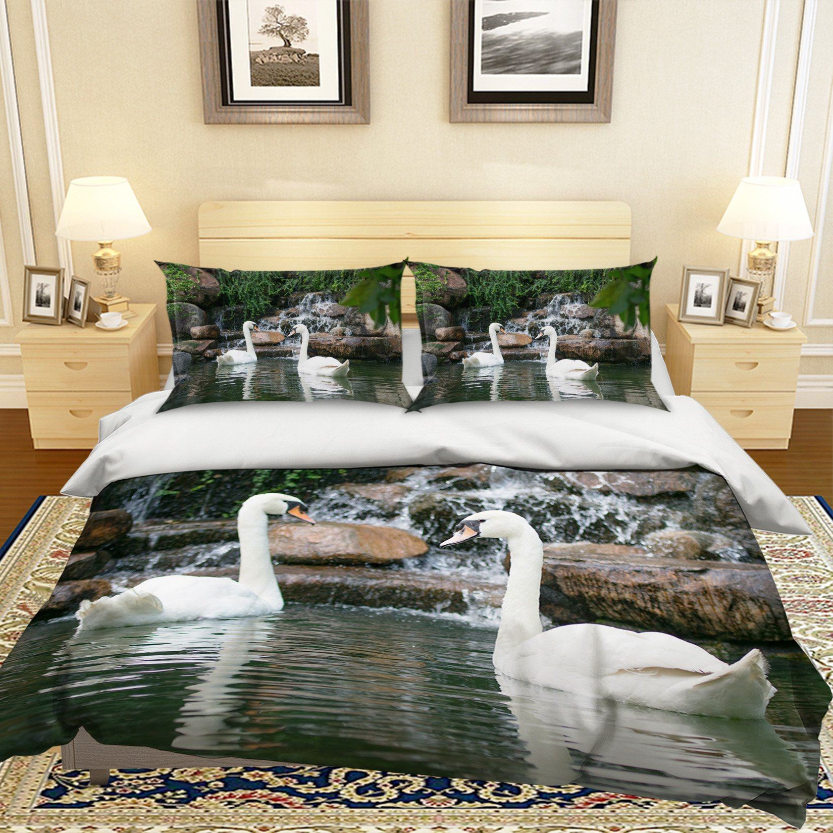 3D Swan Creek 2002 Bed Pillowcases Quilt Quiet Covers AJ Creativity Home 