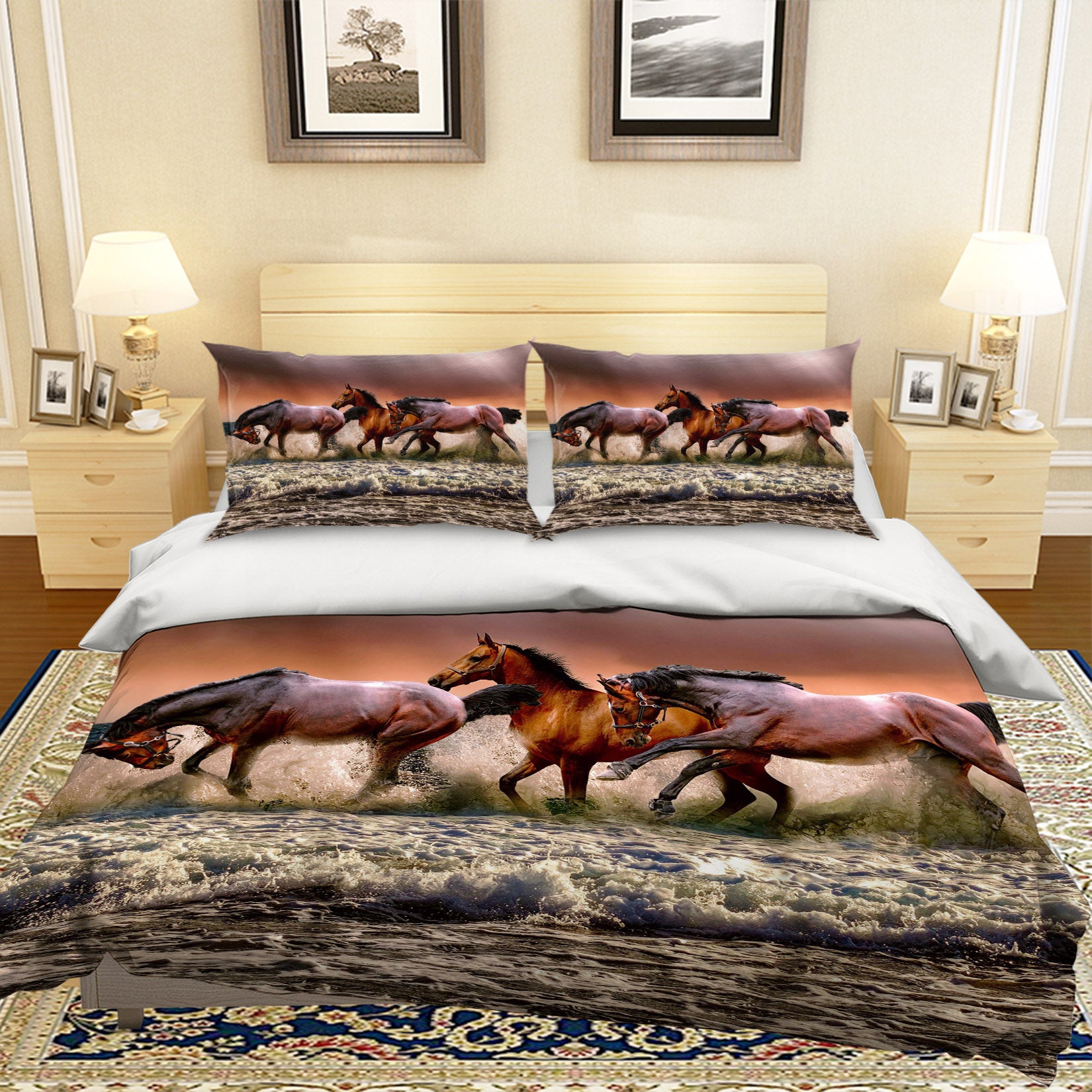 3D Red Horse 011 Bed Pillowcases Quilt
