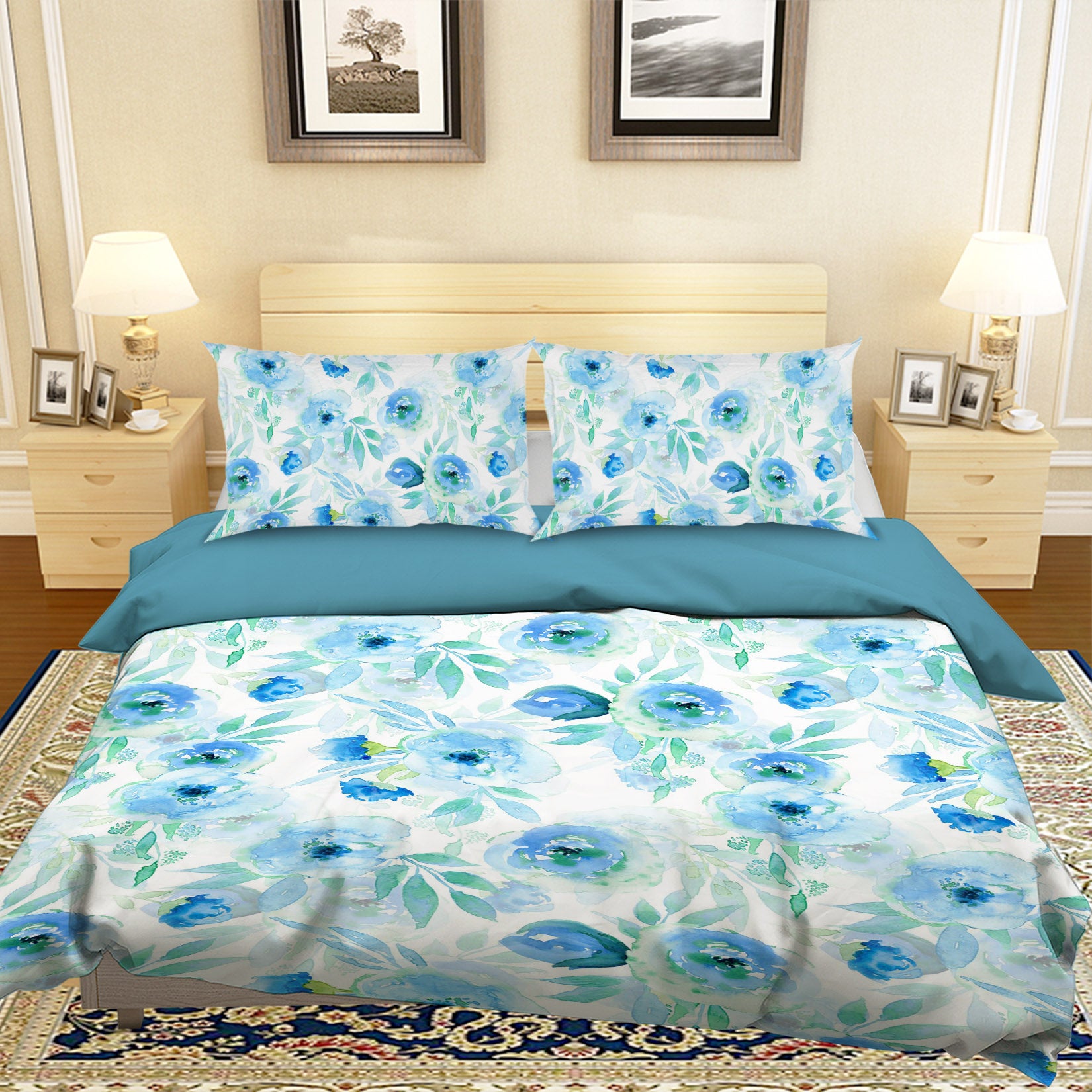 3D Blue Flowers 18187 Uta Naumann Bedding Bed Pillowcases Quilt
