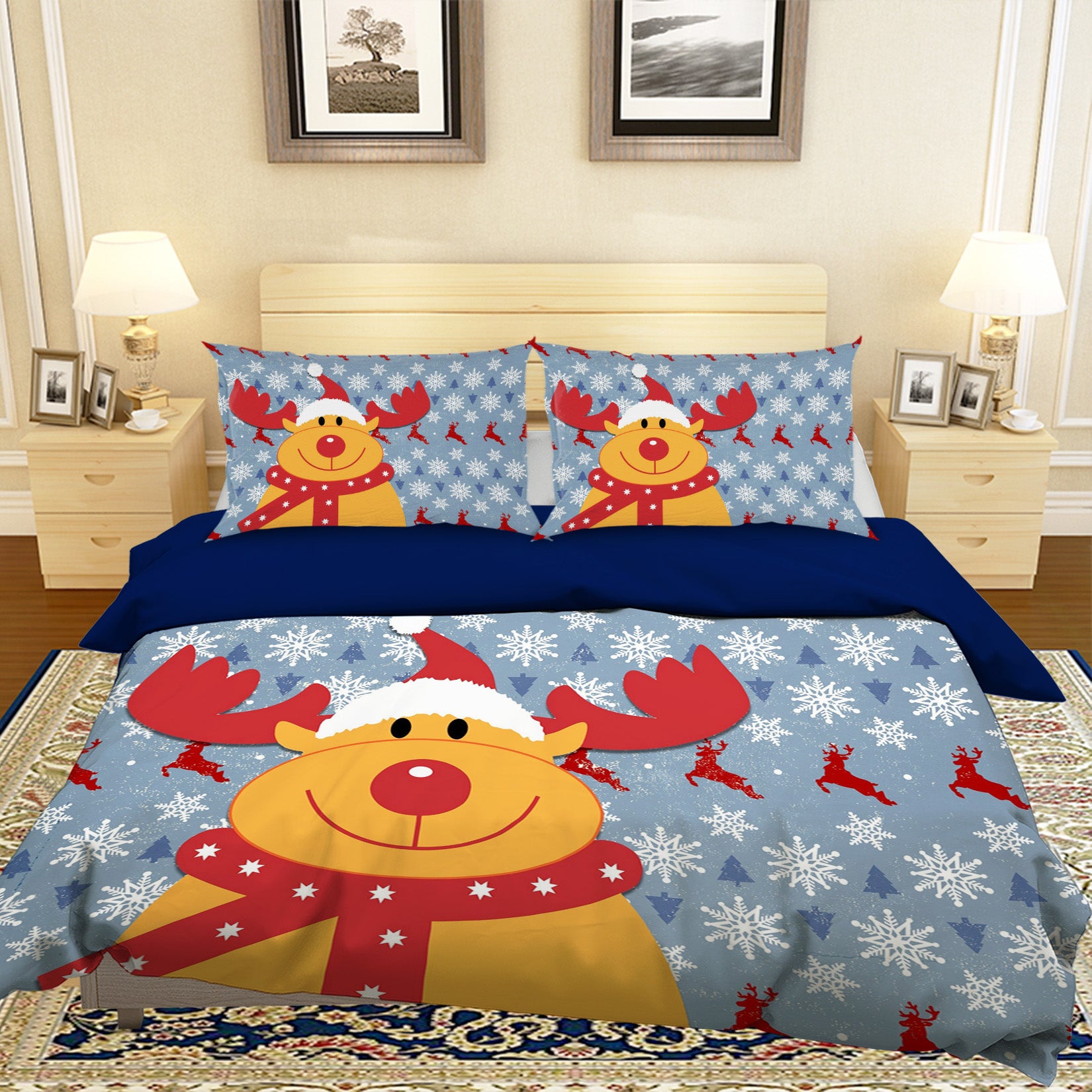 3D Deer Snowflake 45041 Christmas Quilt Duvet Cover Xmas Bed Pillowcases