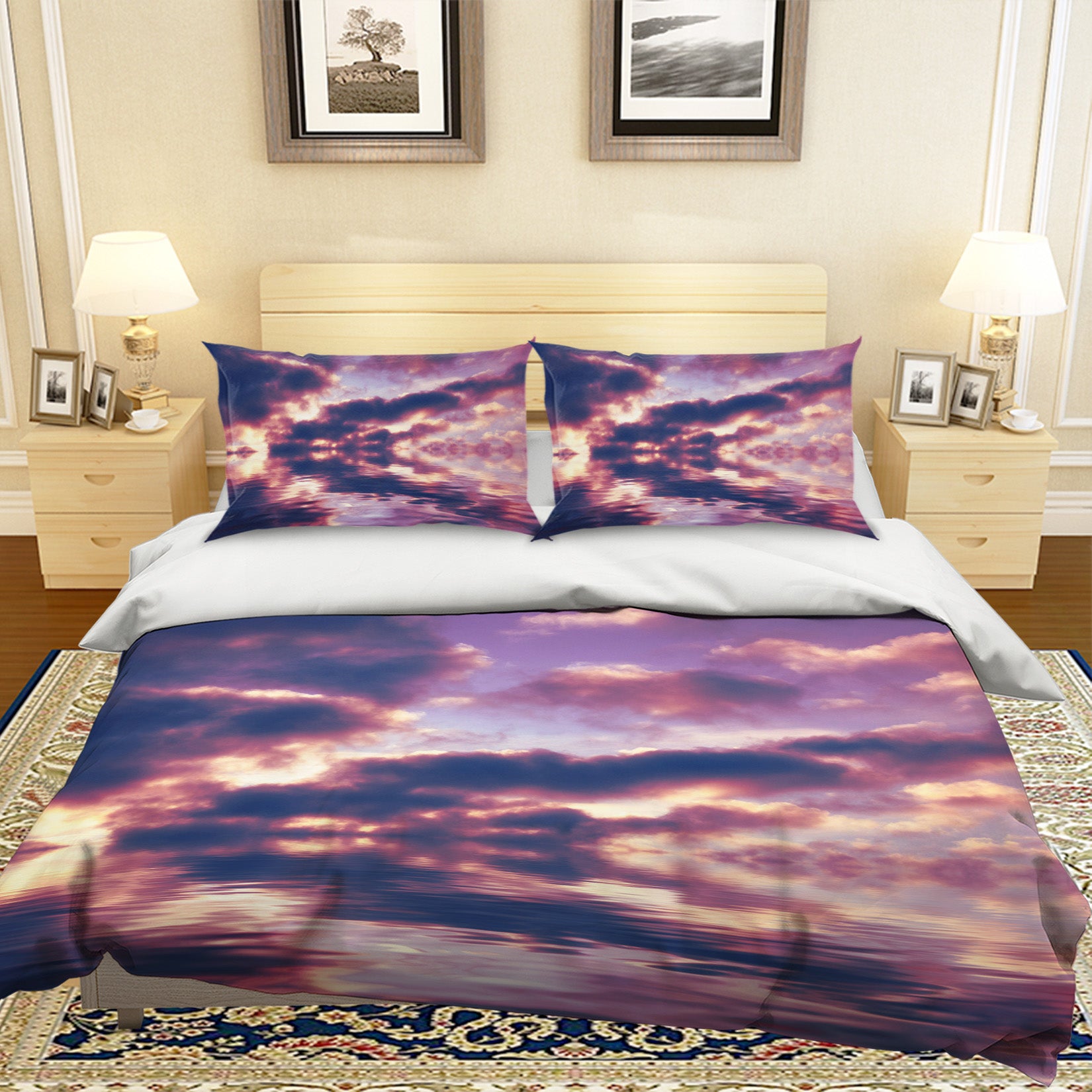 3D Purple Cloud 064 Bed Pillowcases Quilt