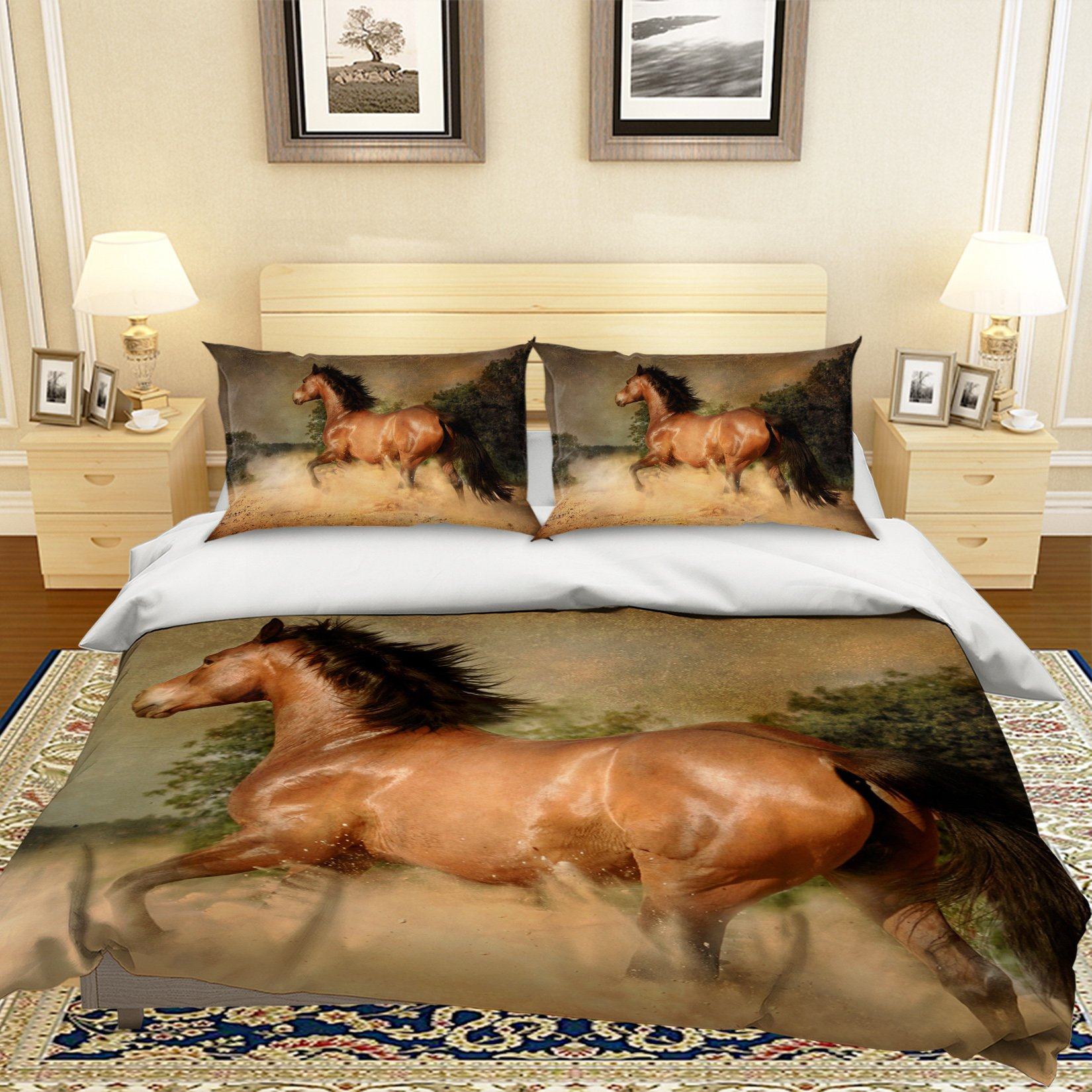 3D Horse Running 1977 Bed Pillowcases Quilt Quiet Covers AJ Creativity Home 