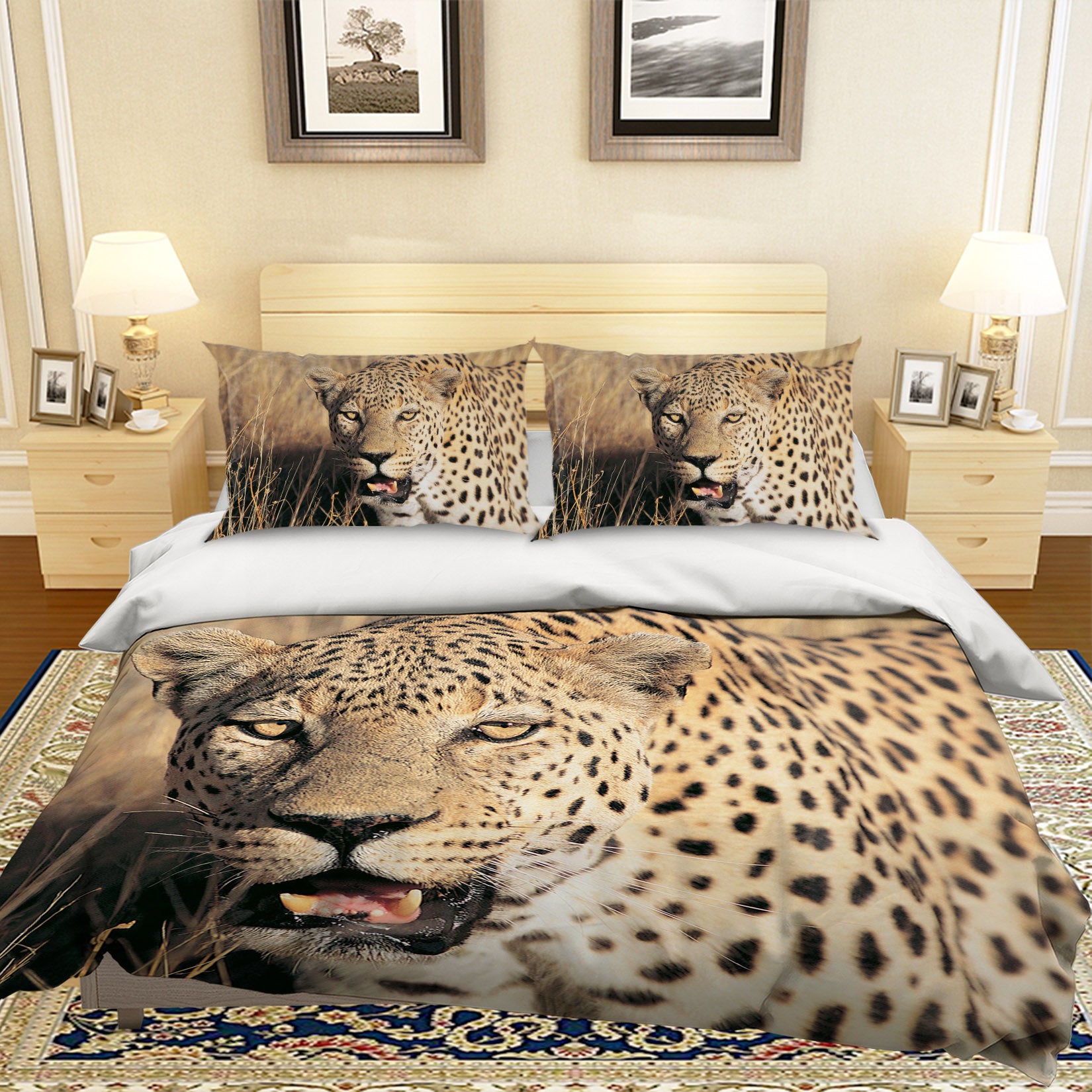 3D Fangs Leopard 002 Bed Pillowcases Quilt
