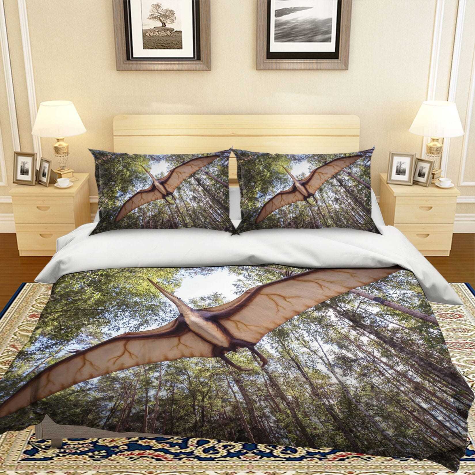 3D Forest Pterodactyl 1916 Bed Pillowcases Quilt Quiet Covers AJ Creativity Home 