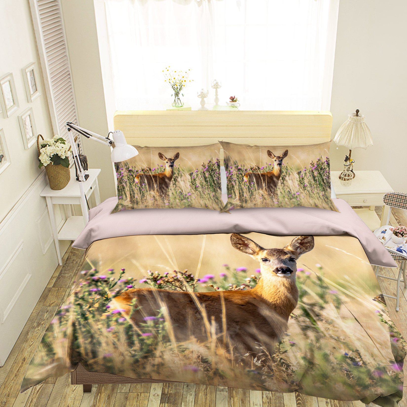 3D Wilderness Deer 1988 Bed Pillowcases Quilt Quiet Covers AJ Creativity Home 