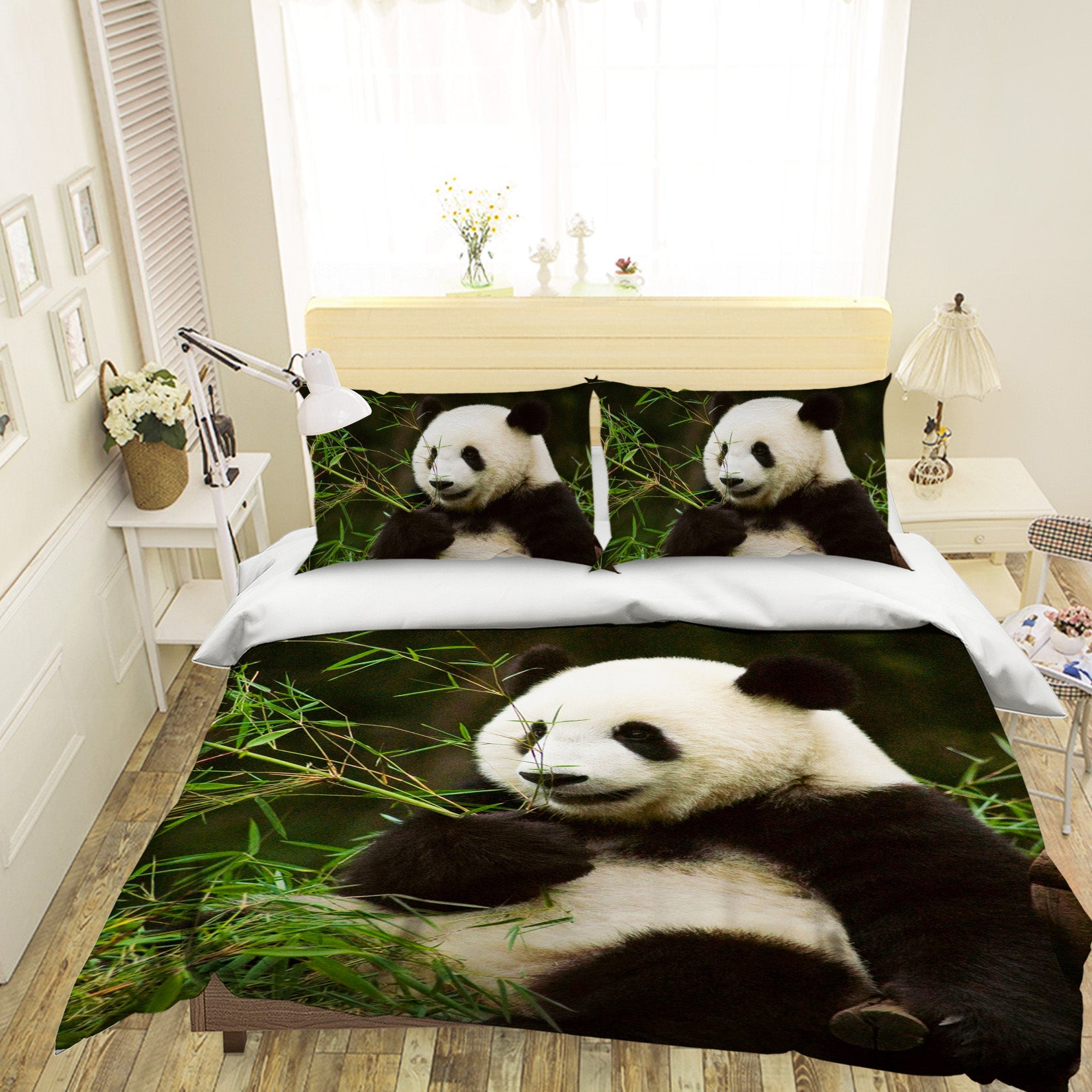 3D Bamboo Panda 057 Bed Pillowcases Quilt