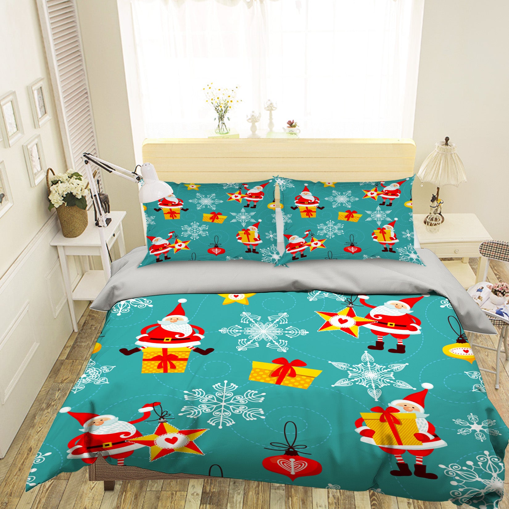 3D Santa Snowflake 45039 Christmas Quilt Duvet Cover Xmas Bed Pillowcases