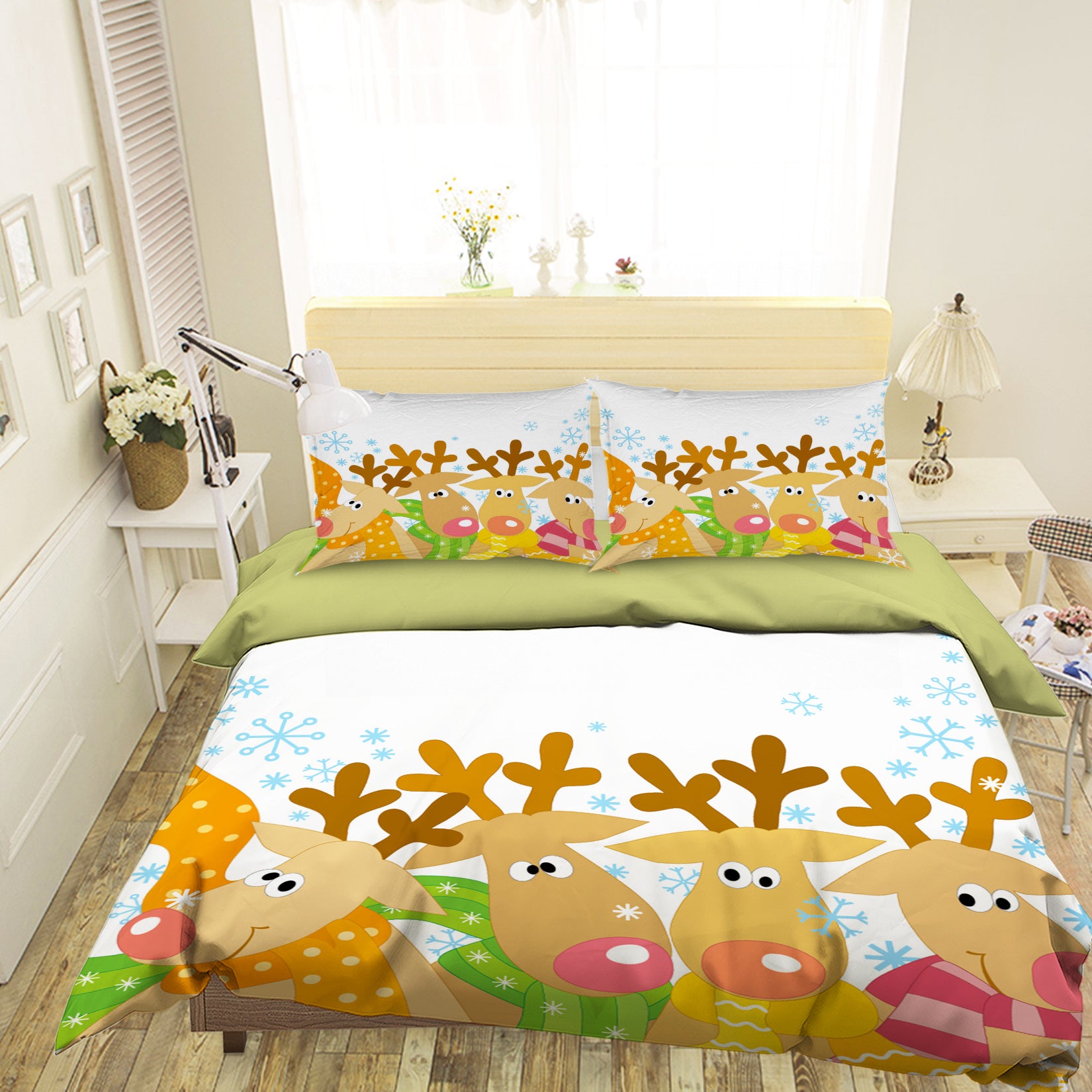 3D Cartoon Elk 45005 Christmas Quilt Duvet Cover Xmas Bed Pillowcases