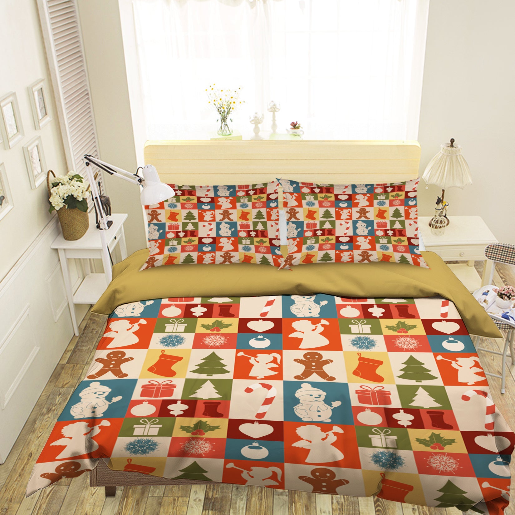 3D Square Christmas Pattern 45030 Christmas Quilt Duvet Cover Xmas Bed Pillowcases
