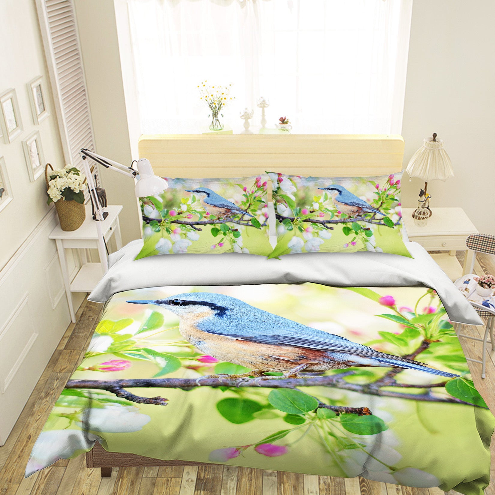 3D Blue Bird 122 Bed Pillowcases Quilt