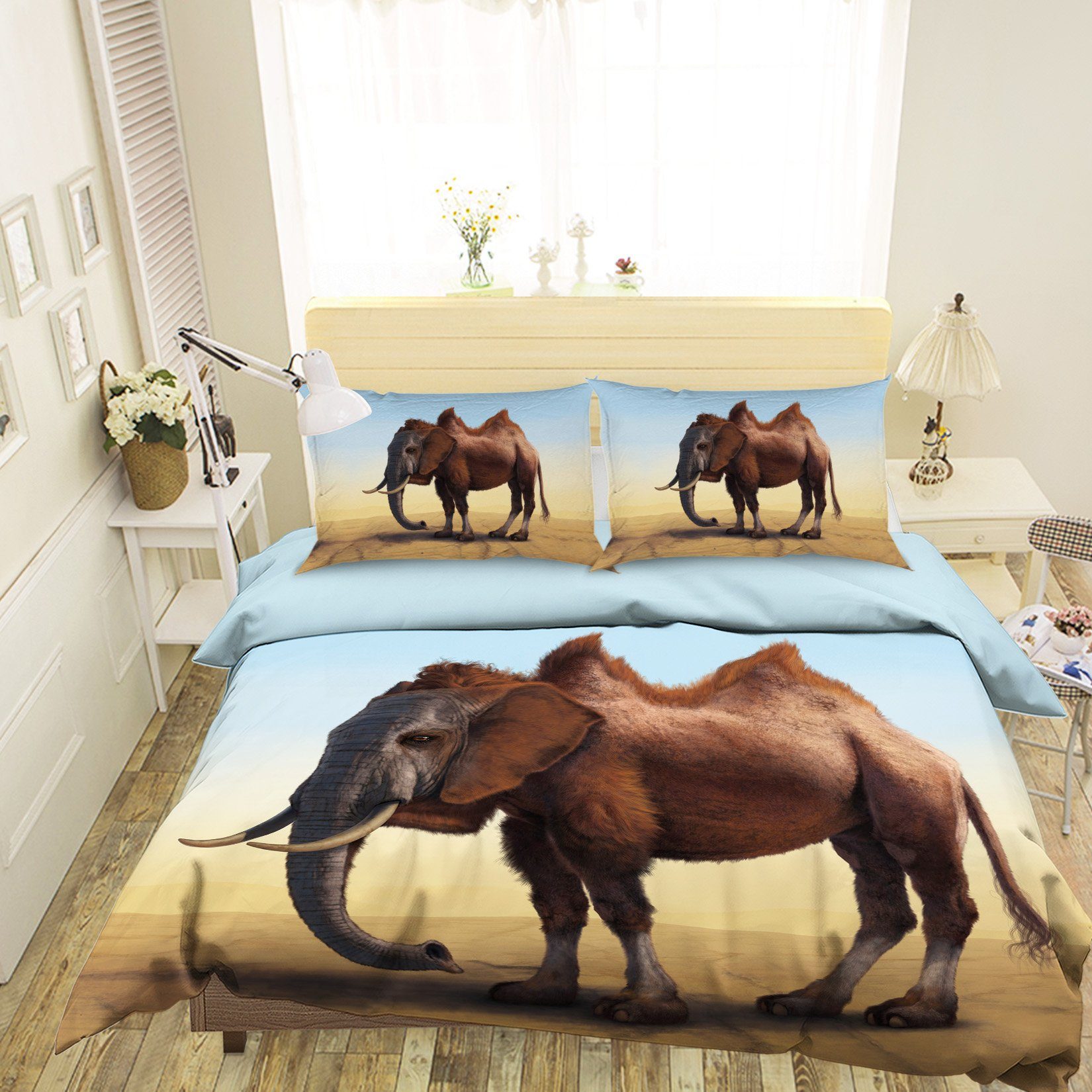 3D Camelephant Grassland 024 Bed Pillowcases Quilt Exclusive Designer Vincent Quiet Covers AJ Creativity Home 