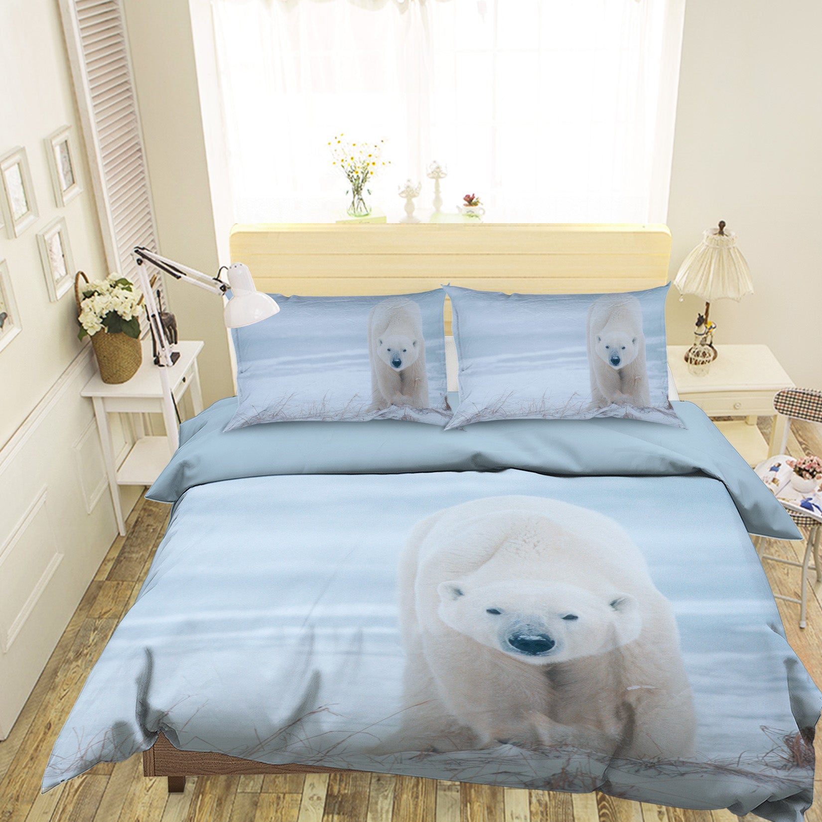 3D Glacier White Bear 071 Bed Pillowcases Quilt