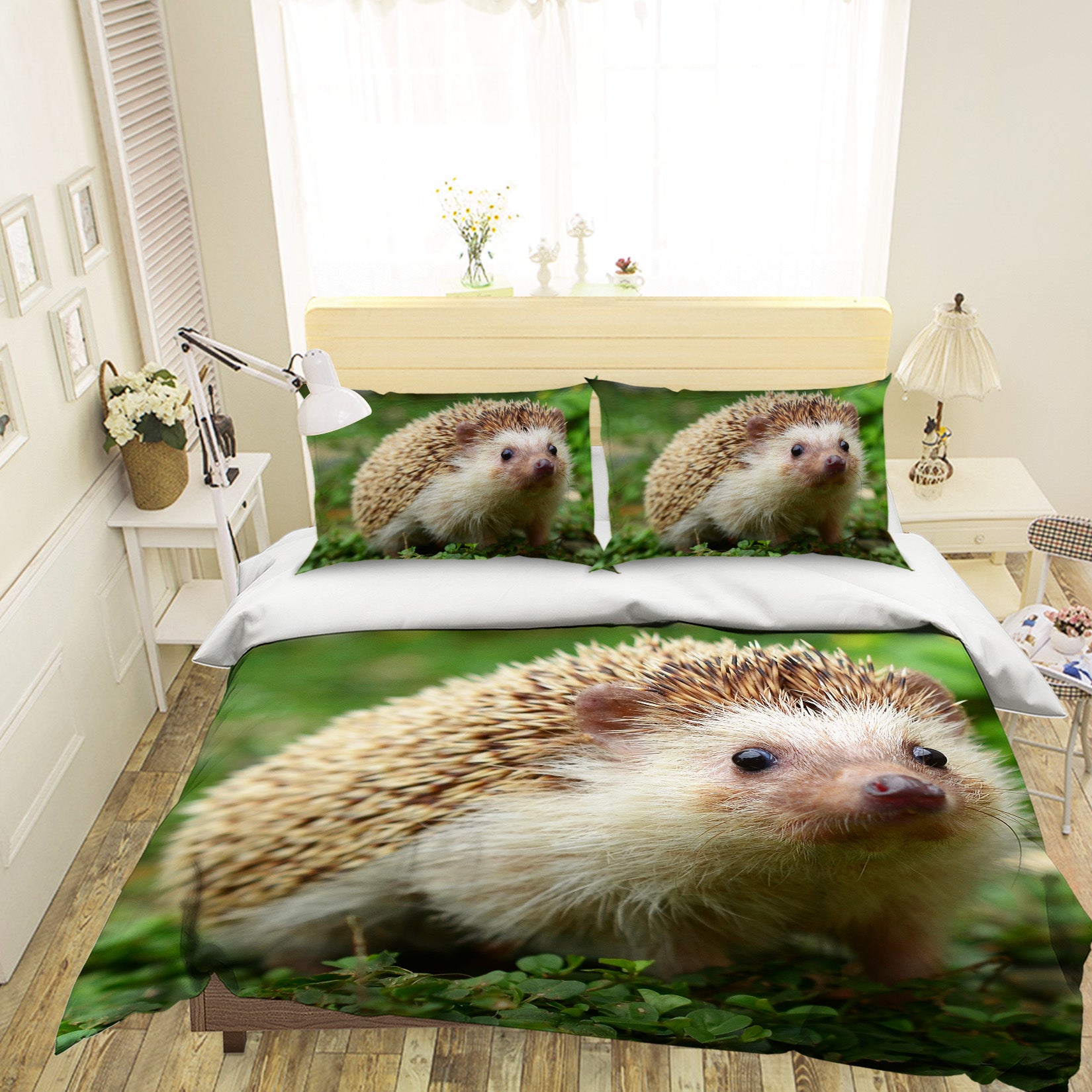 3D Hedgehog 21006 Bed Pillowcases Quilt