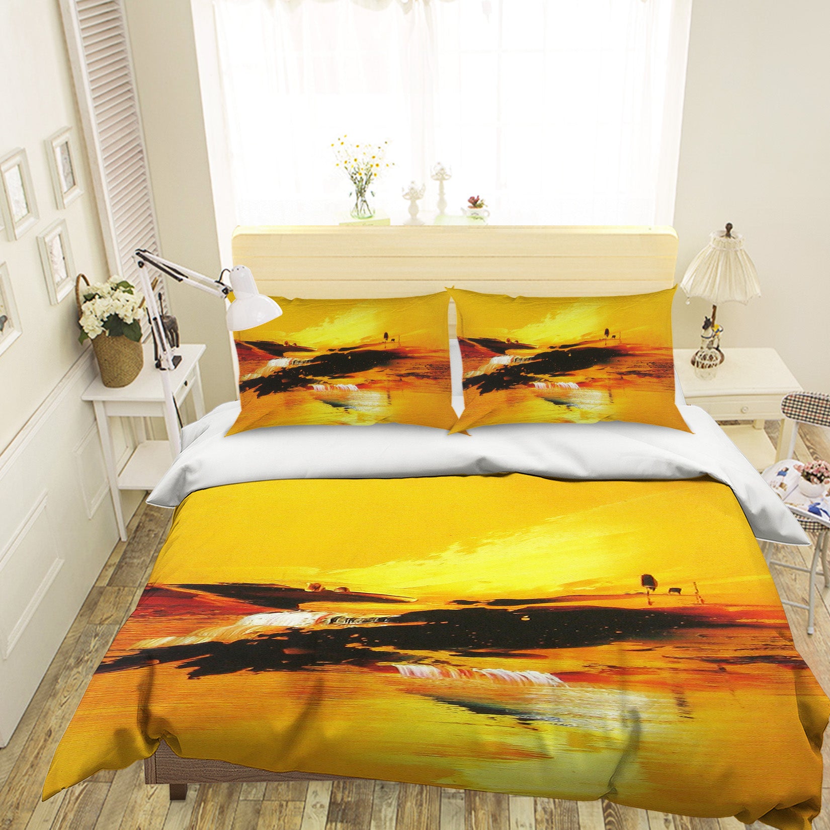 3D Yellow Painting 081 Bed Pillowcases Quilt