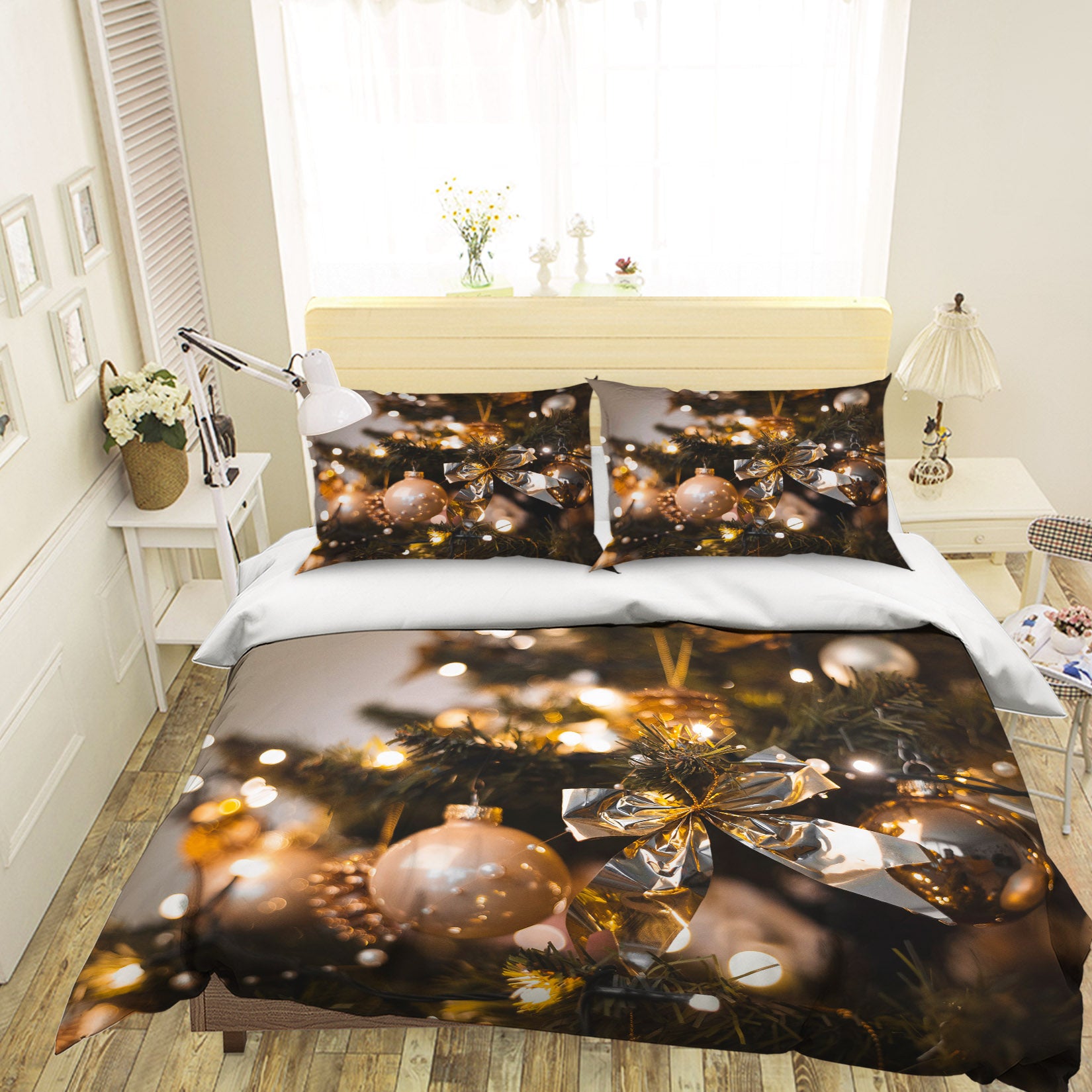 3D Ball Bow Pendant 51063 Christmas Quilt Duvet Cover Xmas Bed Pillowcases