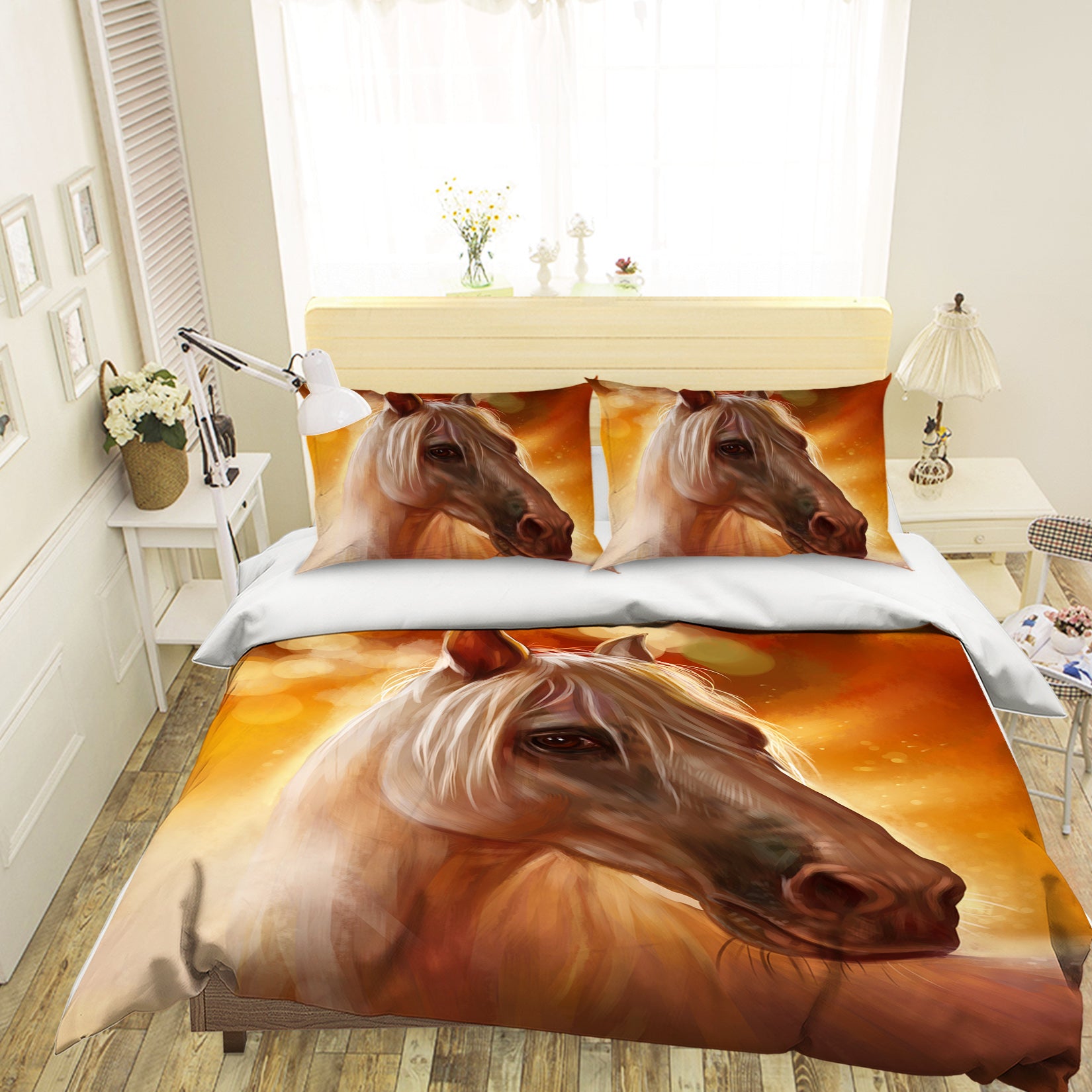 3D Sunset Horse 031 Bed Pillowcases Quilt