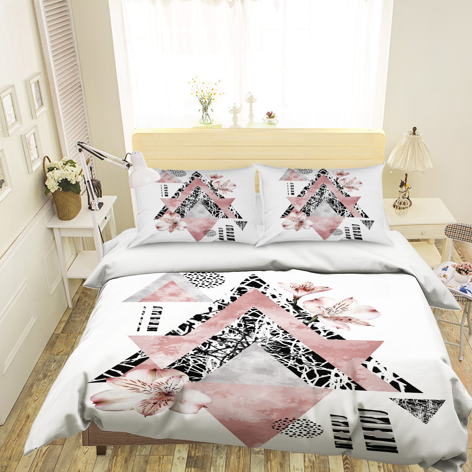 3D Triangle Pattern 15034 Bed Pillowcases Quilt