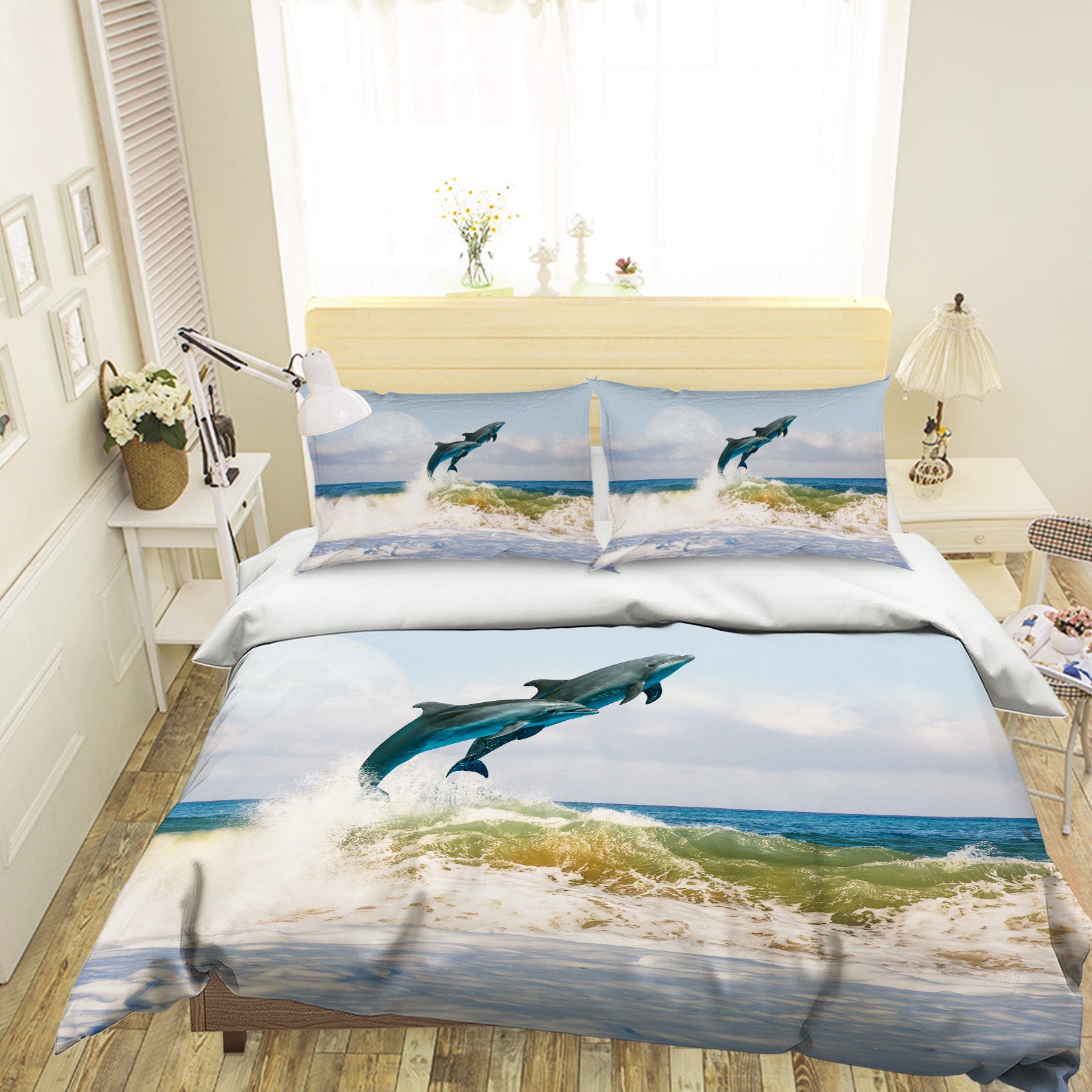 3D Jumping Dolphin 21049 Bed Pillowcases Quilt