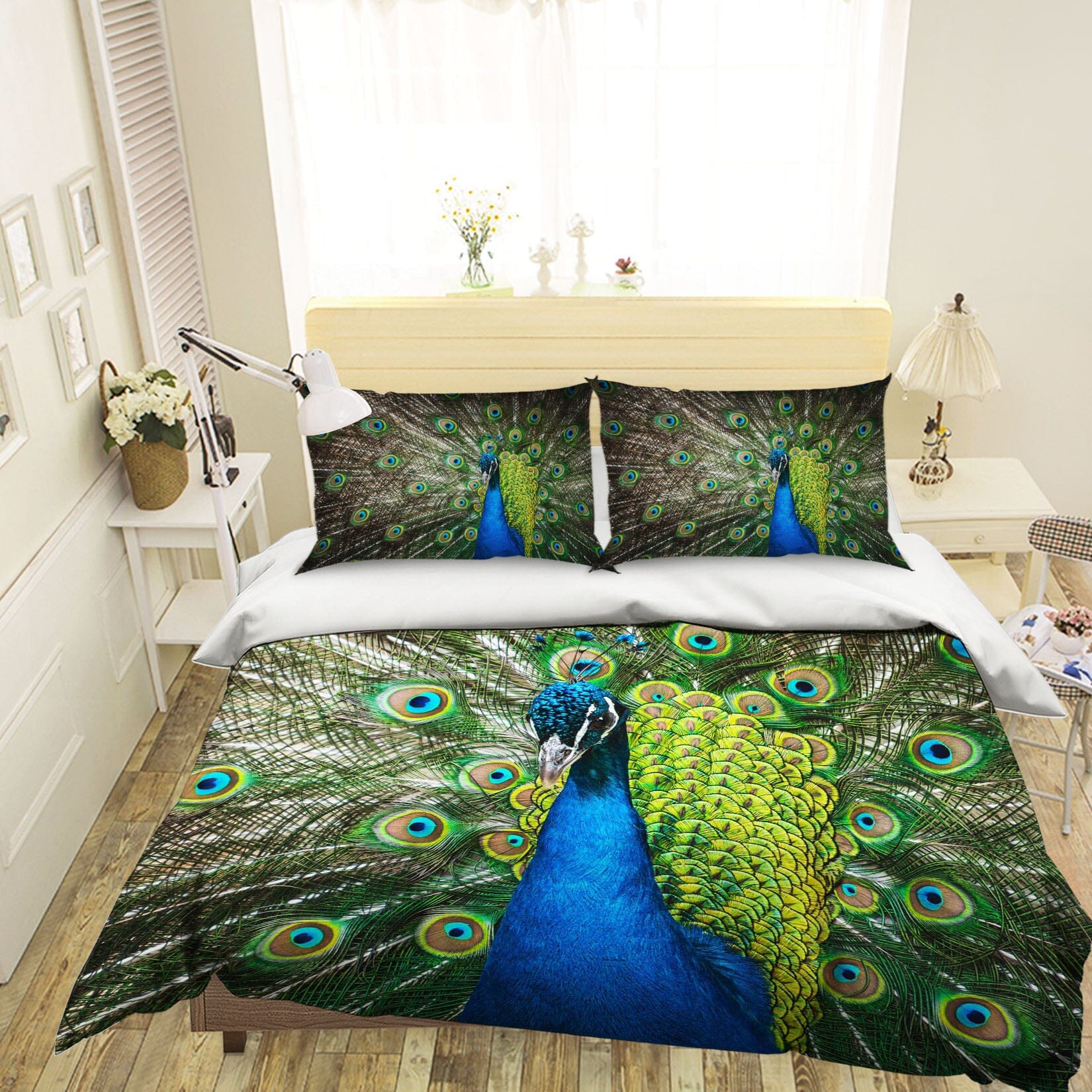 3D Peacock 1918 Bed Pillowcases Quilt Quiet Covers AJ Creativity Home 