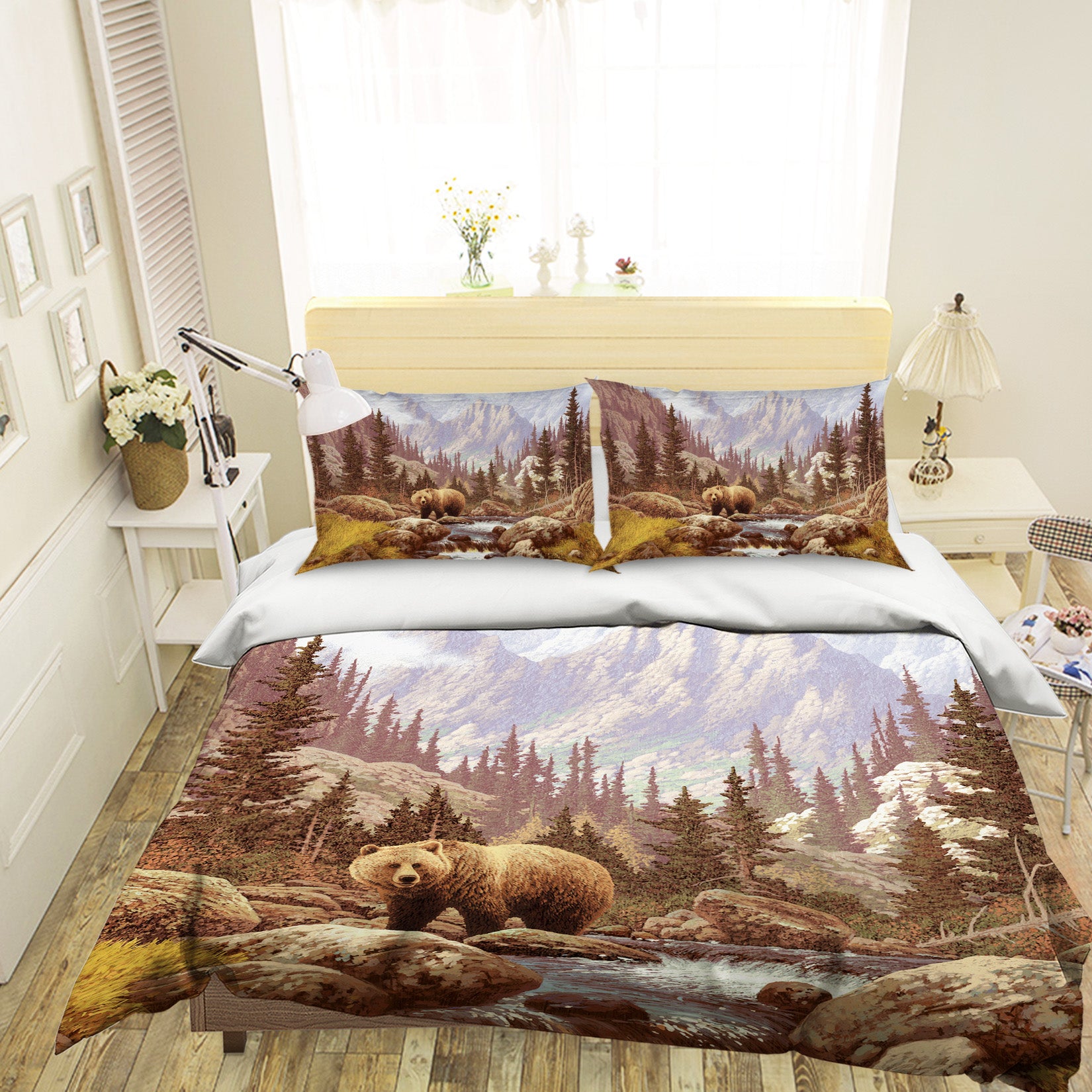 3D Brown Bear 21026 Bed Pillowcases Quilt