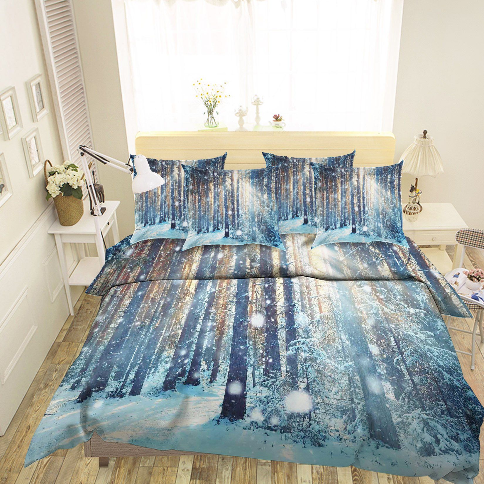 3D Snowing Forest 59 Bed Pillowcases Quilt Wallpaper AJ Wallpaper 