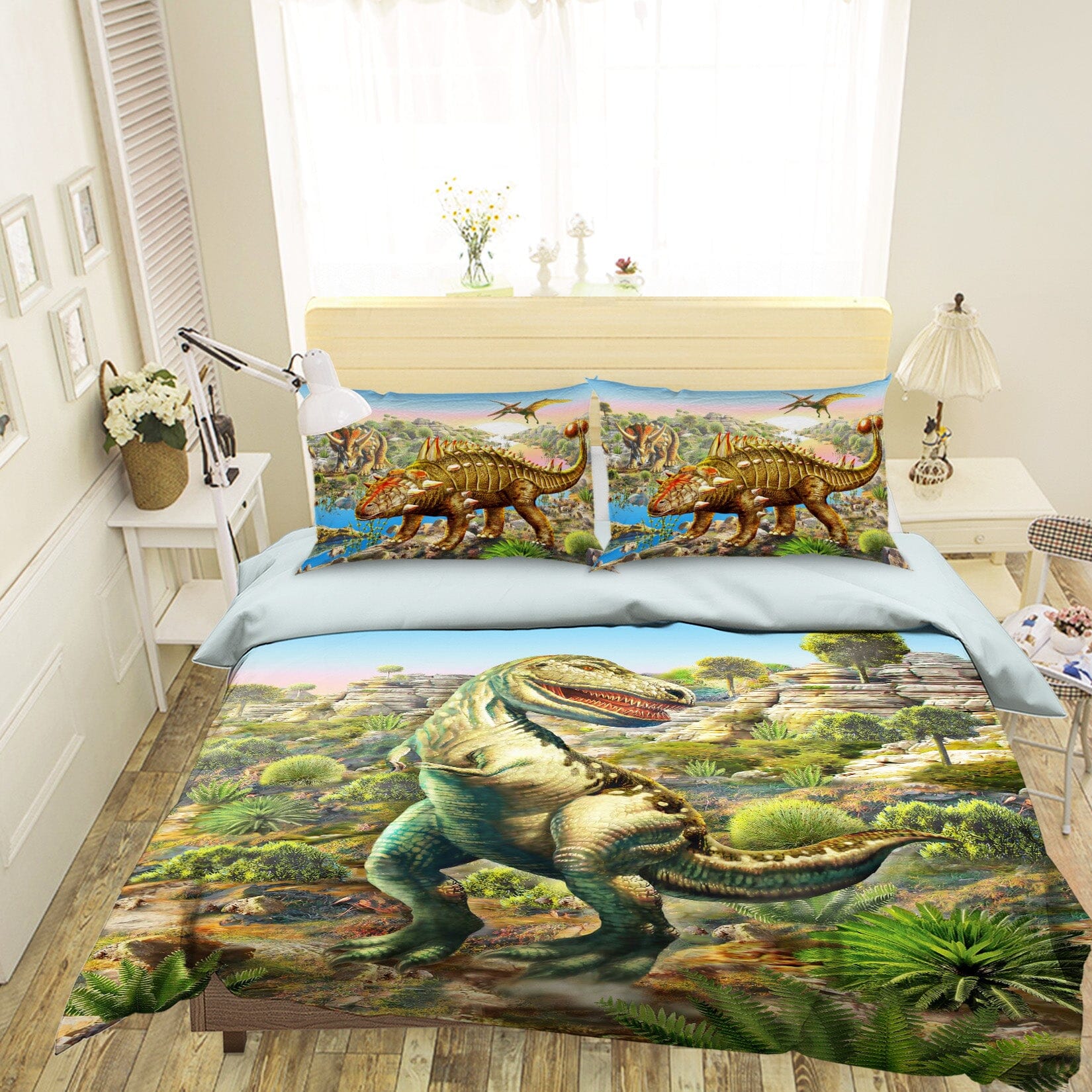 3D Dinosaur World 2103 Adrian Chesterman Bedding Bed Pillowcases Quilt Quiet Covers AJ Creativity Home 