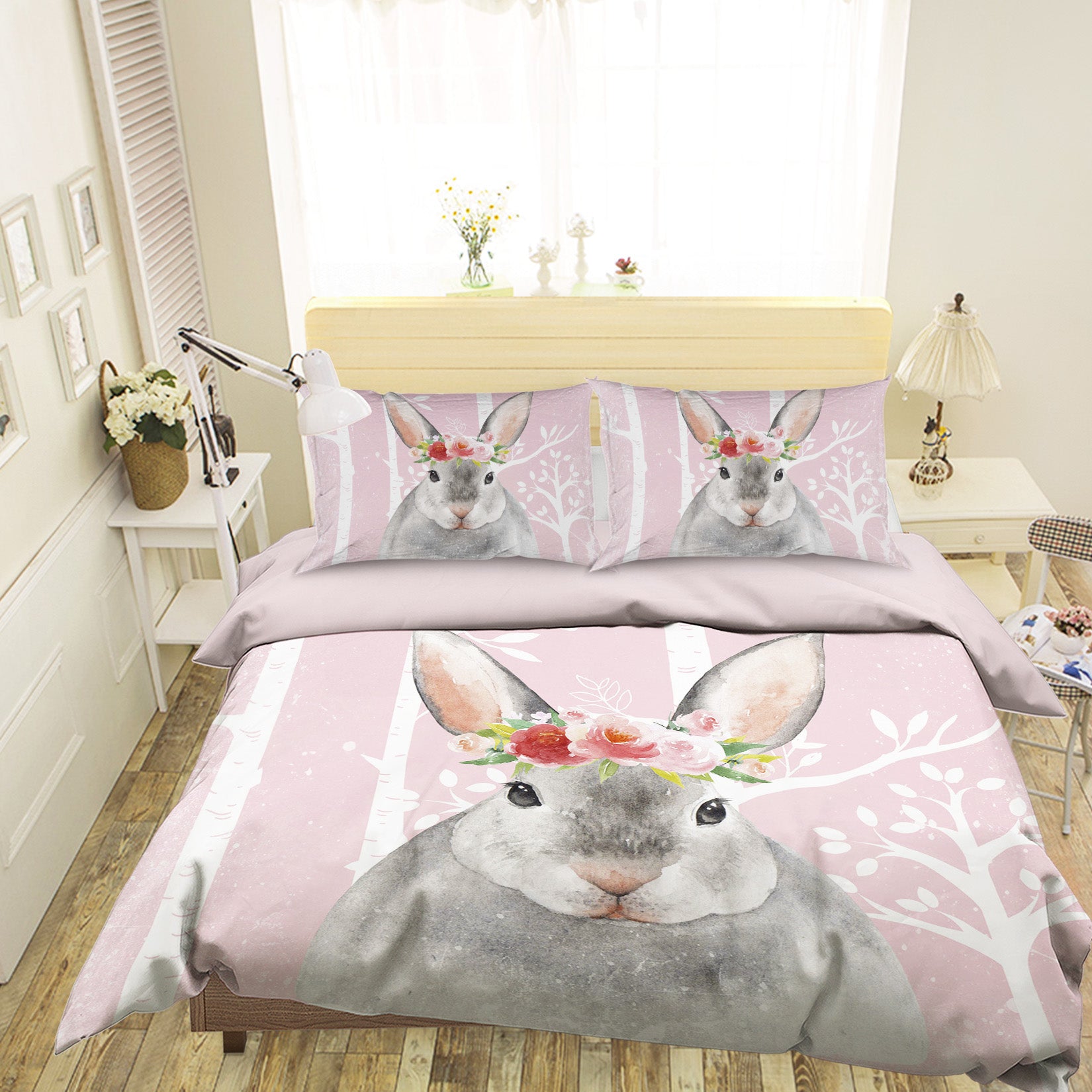 3D Tree Bunny Flower 007 Uta Naumann Bedding Bed Pillowcases Quilt