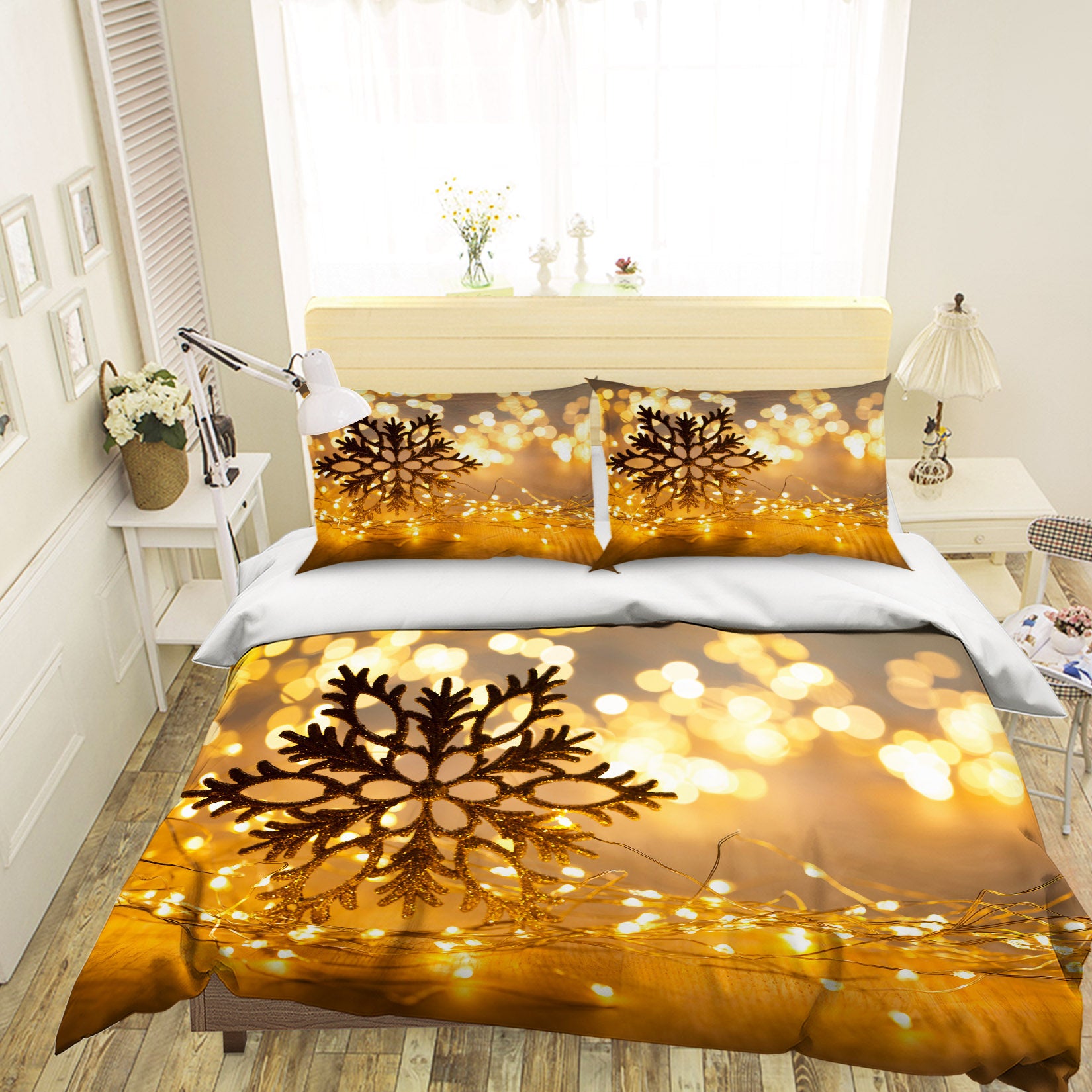 3D Snowflake 51053 Christmas Quilt Duvet Cover Xmas Bed Pillowcases