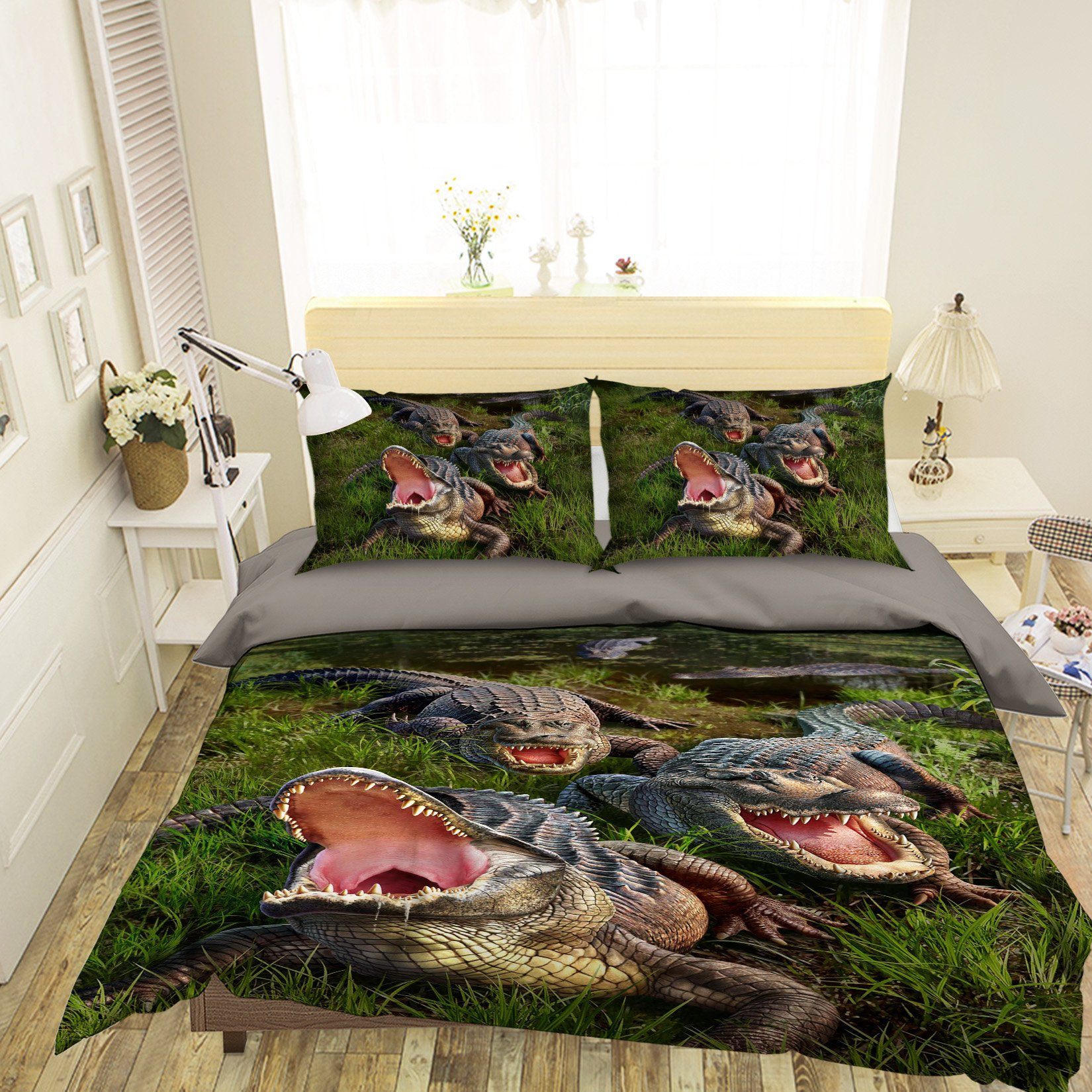 3D Alligators 2111 Jerry LoFaro bedding Bed Pillowcases Quilt Quiet Covers AJ Creativity Home 