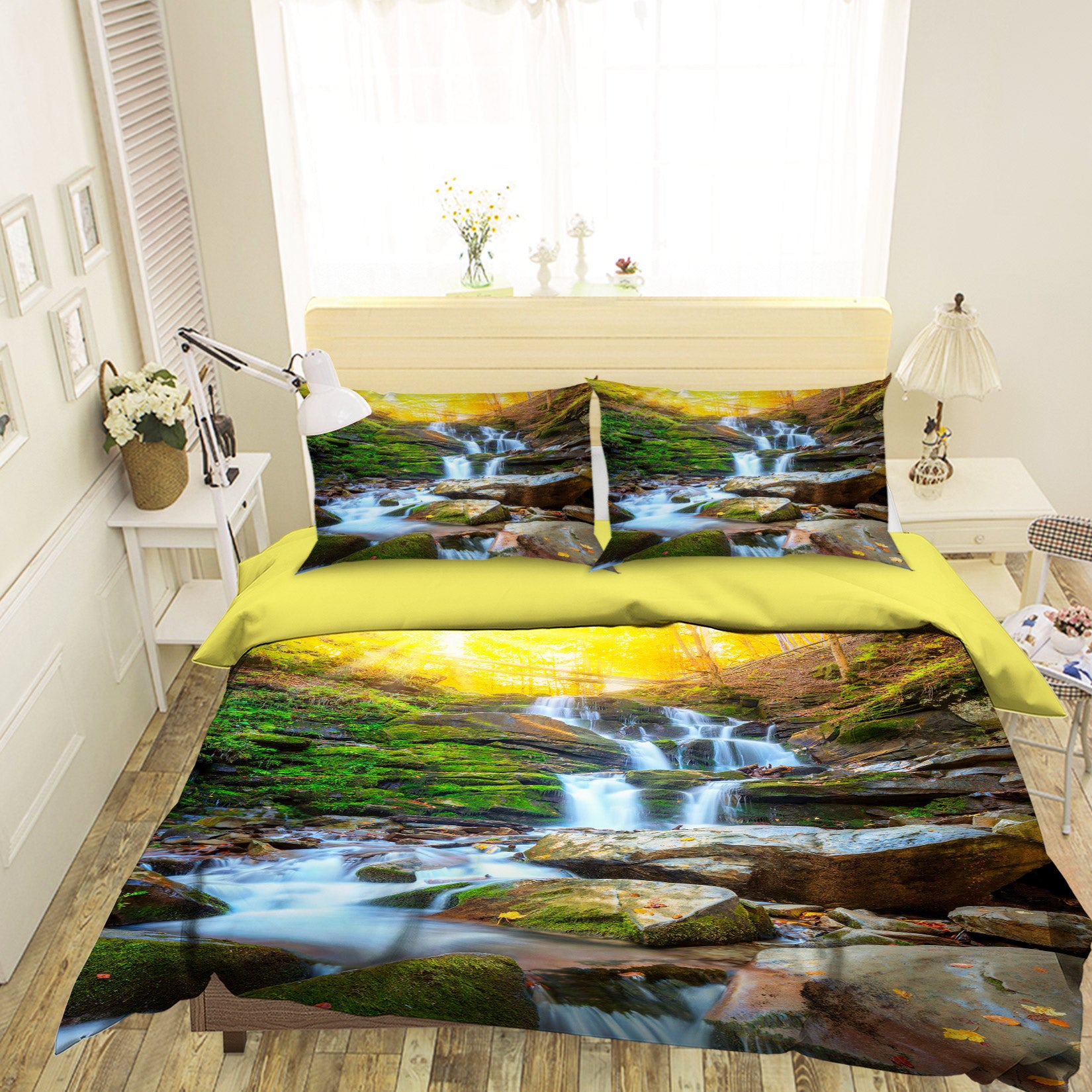3D Running Water 15170 Bed Pillowcases Quilt