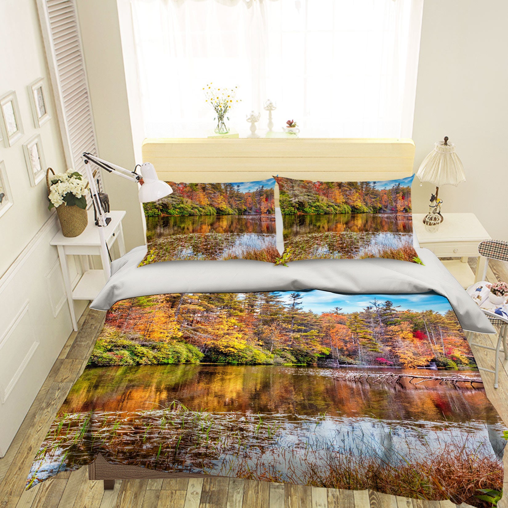 3D Woods Lake Shadow 8565 Beth Sheridan Bedding Bed Pillowcases Quilt
