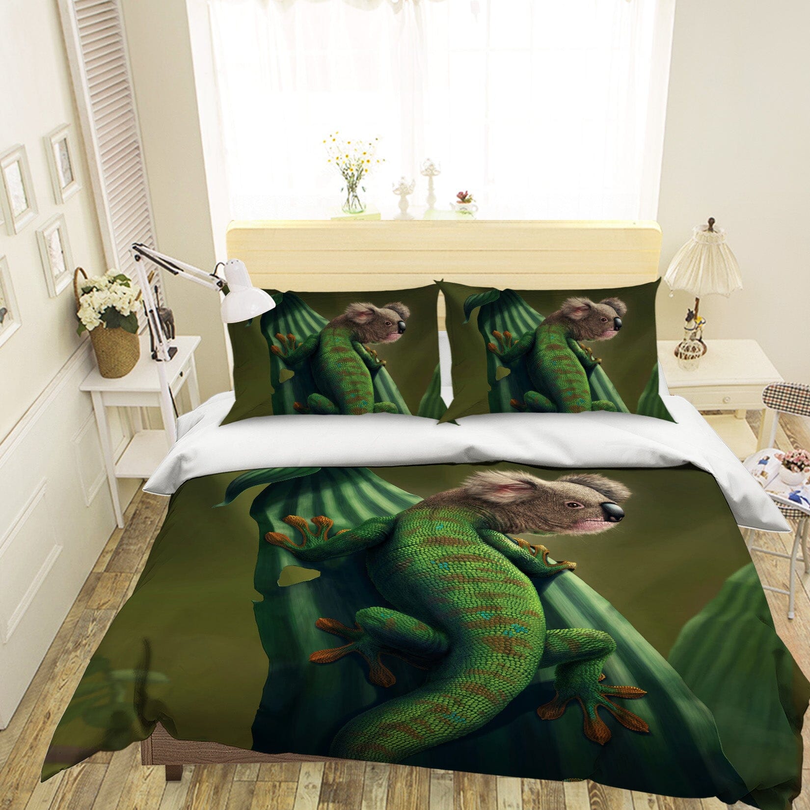 3D Gekoala Chameleon 046 Bed Pillowcases Quilt Exclusive Designer Vincent Quiet Covers AJ Creativity Home 